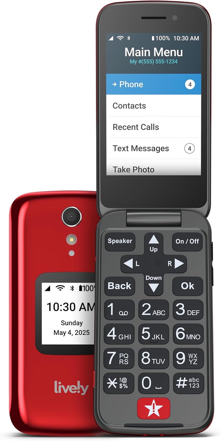 LIVELY Jitterbug Flip2 – Flip Cell Phone for Seniors – Not Compatible with Other Wireless Carriers – Must Be Activated Phone Plan – Red LIVELY Jitterbug Flip2 – Flip Cell Phone for Seniors – Not Compatible with Other Wireless Carriers – Must Be Activated Phone Plan – Red