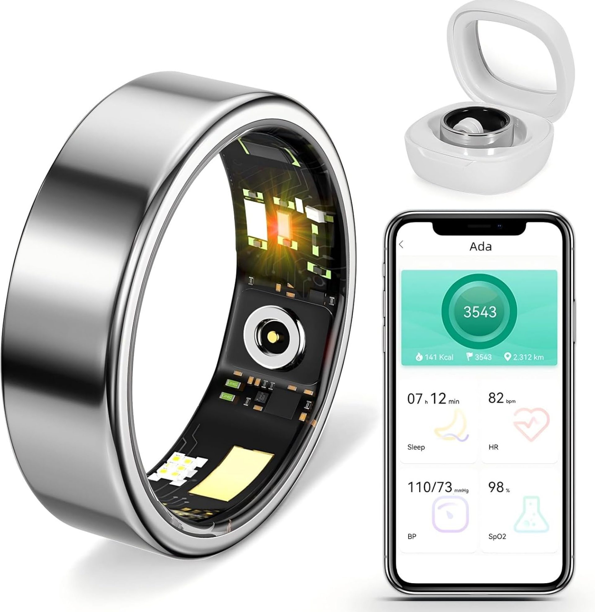 Smart Ring Fitness Tracker Ring for Men Women – Health Sleep Heart Rate Step Blood Oxygen Blood Pressure Tracker, IP68, No App fee, Remote Photography, Utra Battery Life, Family Care Smart Ring Fitness Tracker Ring for Men Women – Health Sleep Heart Rate Step Blood Oxygen Blood Pressure Tracker, IP68, No App fee, Remote Photography, Utra Battery Life, Family Care