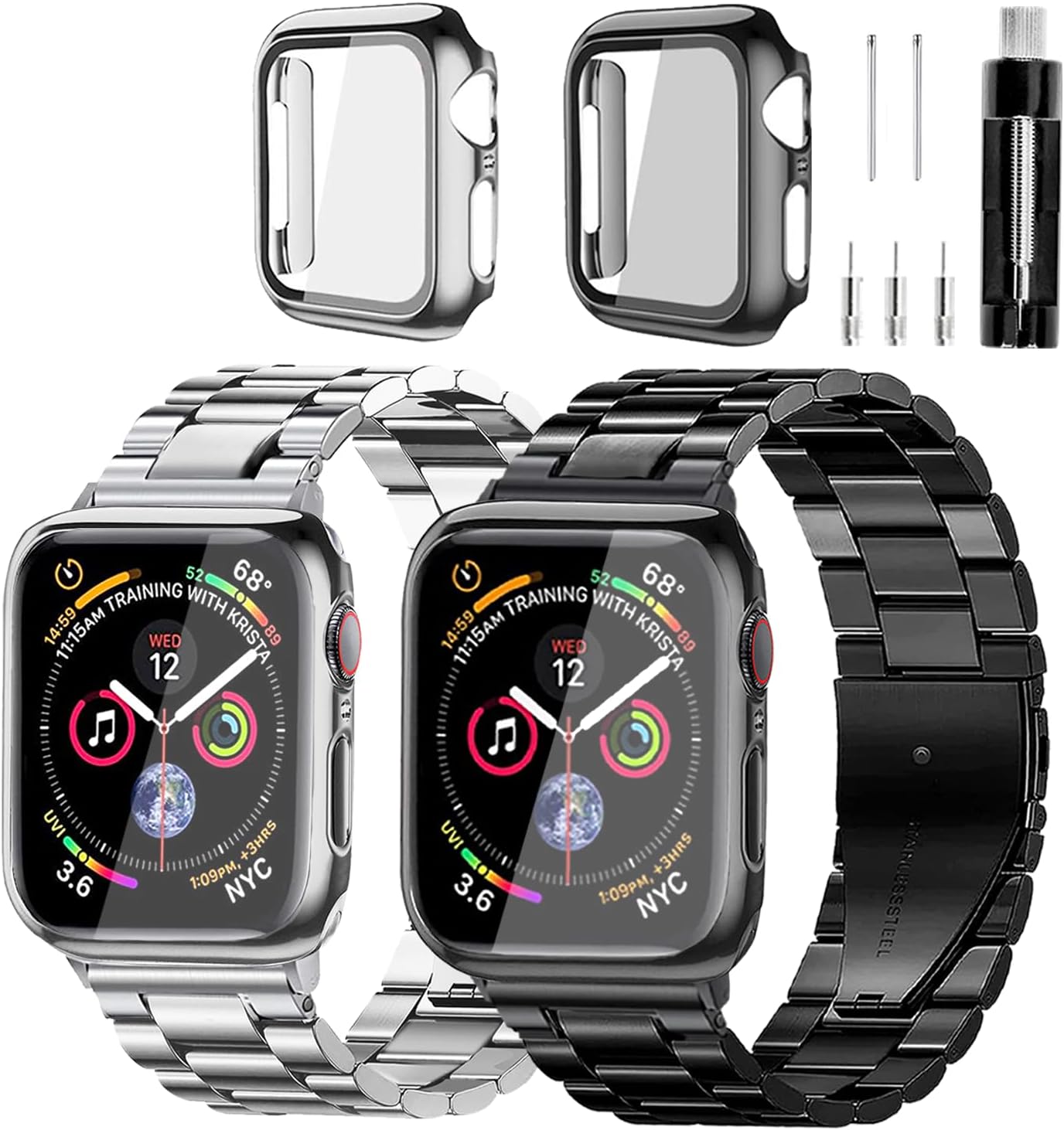 Compatible With Apple Watch Band and Case Iwatch Ultra 10 9 8 7 6 5 4 3 2 1 SE 49mm 45mm 46mm 44mm 42mm 41mm 40mm 38mm Series,Men Women Classic Classy Stainless Steel Metal Business Compatible With Apple Watch Band and Case Iwatch Ultra 10 9 8 7 6 5 4 3 2 1 SE 49mm 45mm 46mm 44mm 42mm 41mm 40mm 38mm Series,Men Women Classic Classy Stainless Steel Metal Business