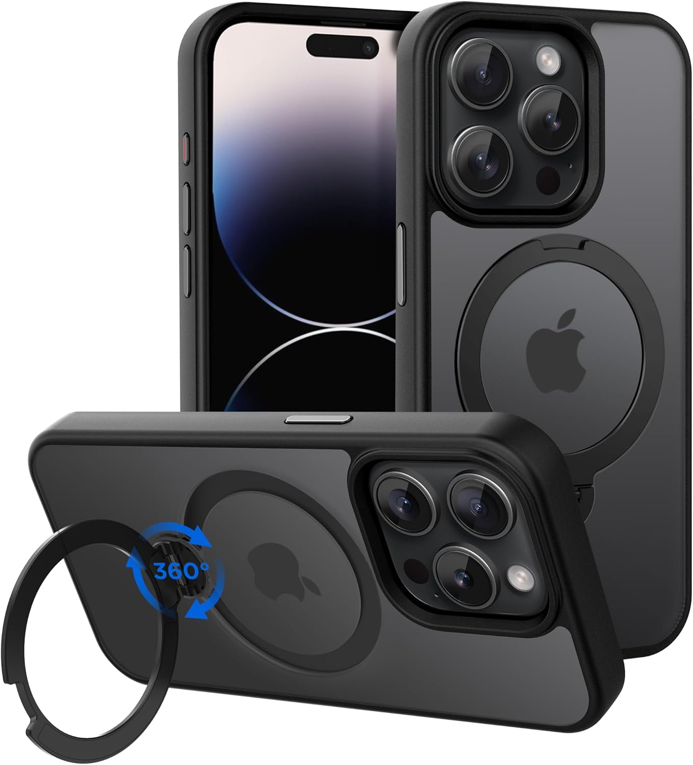 CACOE Magnetic Case for iPhone 14 Pro 6.1 inch with 360 Rotatable Ring Stand, Compatible with MagSafe Car Phone Mount, Cases Cover Phone Holder for Desk Meeting/Videos(Matte Black) CACOE Magnetic Case for iPhone 14 Pro 6.1 inch with 360 Rotatable Ring Stand, Compatible with MagSafe Car Phone Mount, Cases Cover Phone Holder for Desk Meeting/Videos(Matte Black)