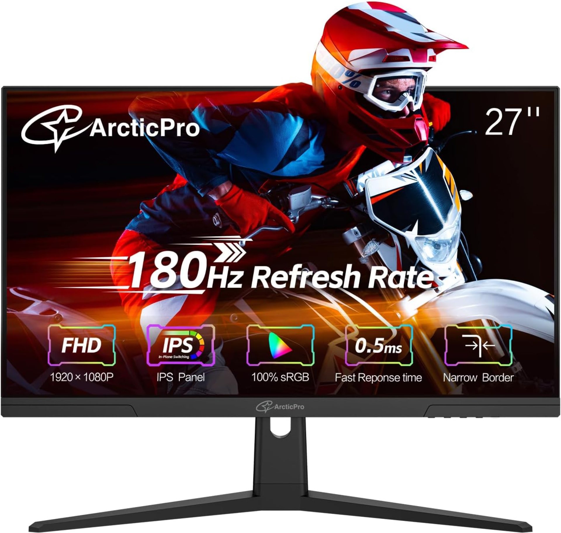 27 inch Gaming Monitor 180Hz, FHD 1080p, IPS Panel, 0.5ms Response Time, Adaptive sync, PC Computer Monitor, 3-Sided Frameless, Ultra Slim, 100% sRGB, Bluelight Filter, DP*1, HDMI*1 27 inch Gaming Monitor 180Hz, FHD 1080p, IPS Panel, 0.5ms Response Time, Adaptive sync, PC Computer Monitor, 3-Sided Frameless, Ultra Slim, 100% sRGB, Bluelight Filter, DP*1, HDMI*1