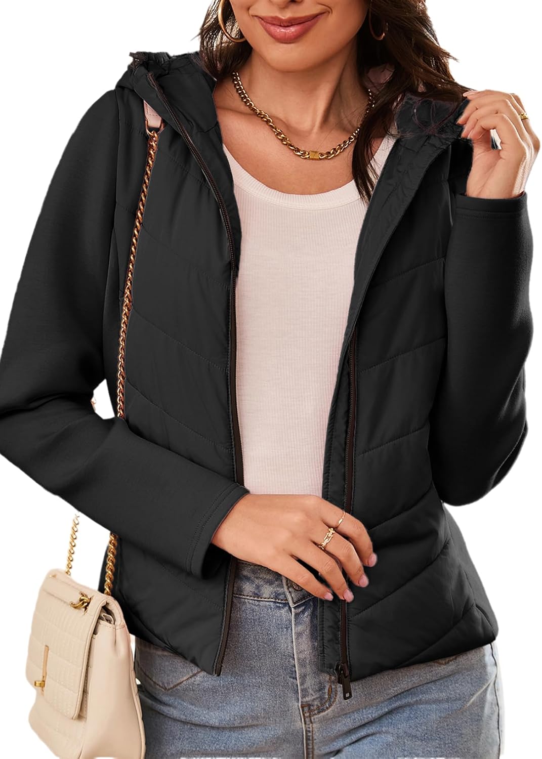 Dokotoo Women’s Warm Quilted Lightweight Puffer Jacket Slim Fit Elasticity Patchwork Casual Hooded Puffer Coat Dokotoo Women’s Warm Quilted Lightweight Puffer Jacket Slim Fit Elasticity Patchwork Casual Hooded Puffer Coat