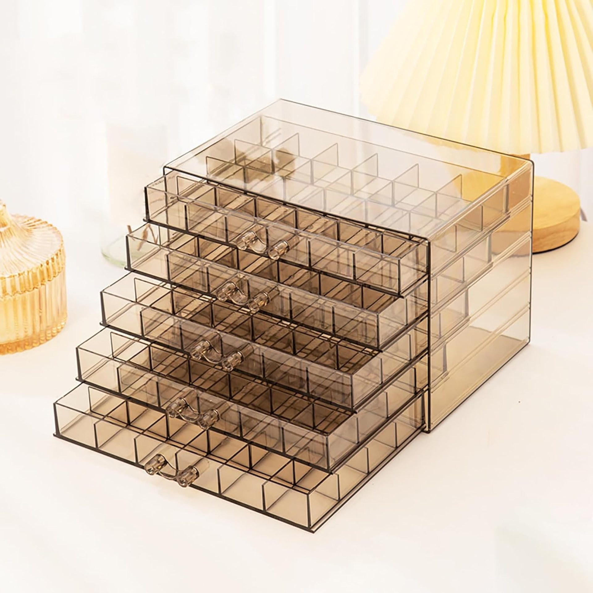 Clear Grey Acrylic Jewelry Storage Box, Earring Jewelry Organizer with 5 Drawers, 5-Layer Jewelry Box for Women, Earring Display Holder for Earrings Ring Bracelet Necklace, 120 Grid Storage Box Clear Grey Acrylic Jewelry Storage Box, Earring Jewelry Organizer with 5 Drawers, 5-Layer Jewelry Box for Women, Earring Display Holder for Earrings Ring Bracelet Necklace, 120 Grid Storage Box