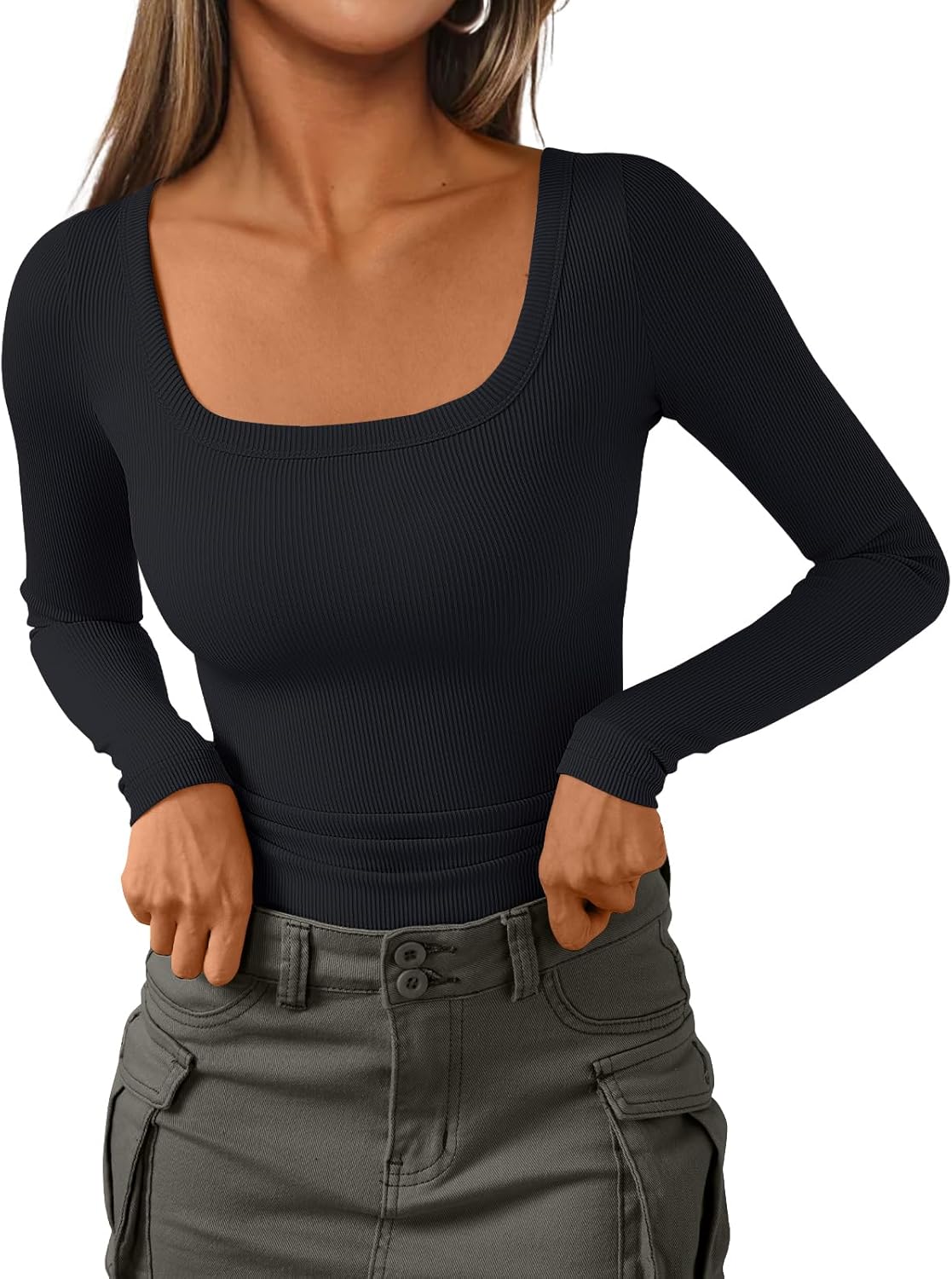 AUTOMET Womens Long Sleeve Shirts Square Neck Tops Ribbed Knit Fitted Casual Basic Tees Slim Fit Fall Outfits Fashion Clothes AUTOMET Womens Long Sleeve Shirts Square Neck Tops Ribbed Knit Fitted Casual Basic Tees Slim Fit Fall Outfits Fashion Clothes