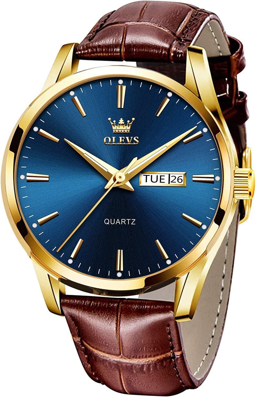 OLEVS Watches for Men Brown Leather Gold Case Analog Quartz Fashion Business Dress Watch Day Date Luminous Waterproof Casual Male Wrist Watches OLEVS Watches for Men Brown Leather Gold Case Analog Quartz Fashion Business Dress Watch Day Date Luminous Waterproof Casual Male Wrist Watches