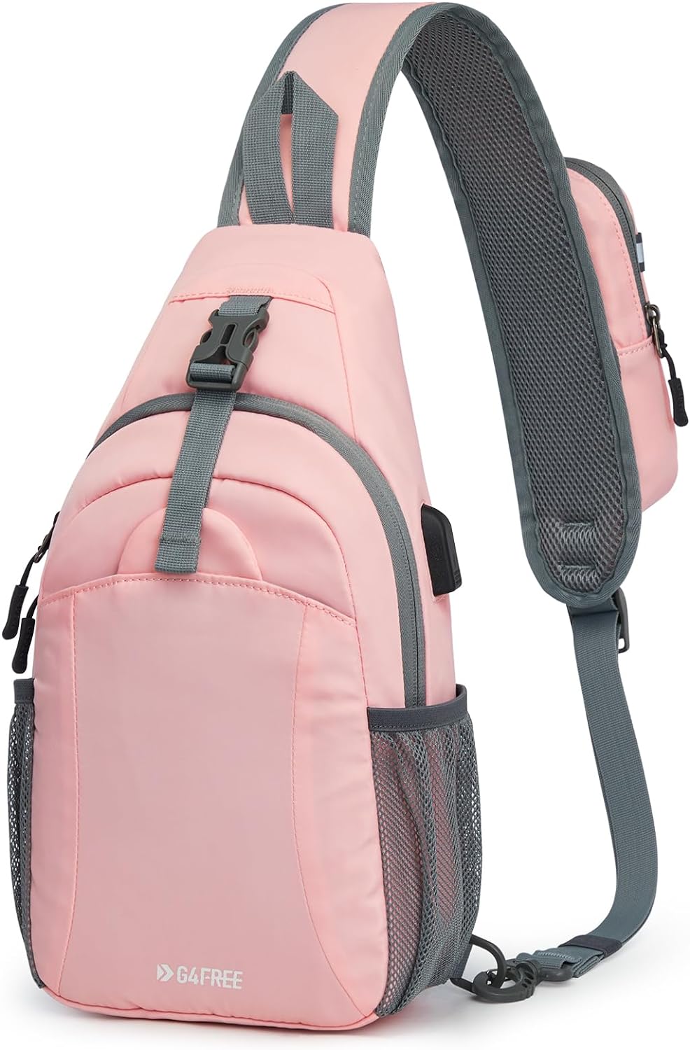G4Free Sling Bag RFID Crossbody Sling Backpack with USB Charging Port, Travel Hiking Daypack Shoulder Chest Bag for Women Men(Pink) G4Free Sling Bag RFID Crossbody Sling Backpack with USB Charging Port, Travel Hiking Daypack Shoulder Chest Bag for Women Men(Pink)