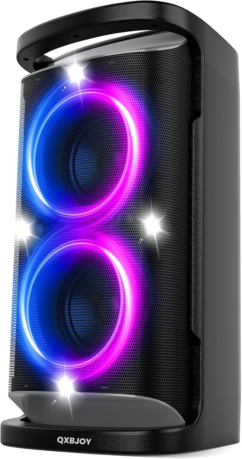 Portable Bluetooth Party Speaker: 160W Peak Powerful Loud Sound Deep Bass Wireless Boombox Large Subwoofer 15 Hours Battery Life Fast Charging with Led Light Show for Outdoor Camping Backyard Portable Bluetooth Party Speaker: 160W Peak Powerful Loud Sound Deep Bass Wireless Boombox Large Subwoofer 15 Hours Battery Life Fast Charging with Led Light Show for Outdoor Camping Backyard