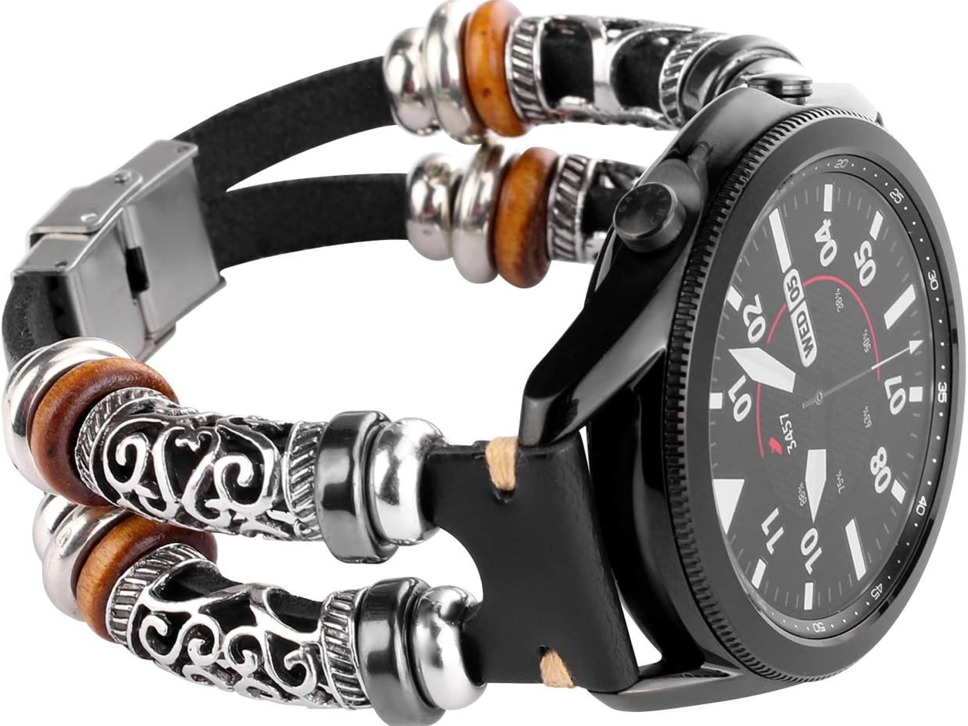 Compatible with Samsung Galaxy Watch 7&FE&6&5&4&3 Band/40mm 44mm/Watch 5 Pro/Watch 6&4 Classic 43mm/47mm/42mm/46mm/Active 2/Garmin Venu, 20mm Leather Bracelet Metal Buckle Strap for Women&Men Compatible with Samsung Galaxy Watch 7&FE&6&5&4&3 Band/40mm 44mm/Watch 5 Pro/Watch 6&4 Classic 43mm/47mm/42mm/46mm/Active 2/Garmin Venu, 20mm Leather Bracelet Metal Buckle Strap for Women&Men
