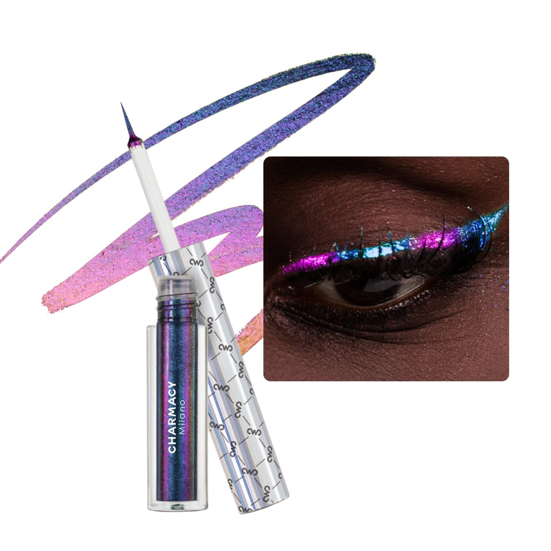 CHARMACY Chameleon Glitter Liquid Eyeliner, Metallic Shade Color Shift Eye Liner, Highly Pigmented, 24H Long-Lasting, Waterproof and Anti-Smudge, Ultra-Fine Tip, PURPLE GOLD INDIGO 904 CHARMACY Chameleon Glitter Liquid Eyeliner, Metallic Shade Color Shift Eye Liner, Highly Pigmented, 24H Long-Lasting, Waterproof and Anti-Smudge, Ultra-Fine Tip, PURPLE GOLD INDIGO 904