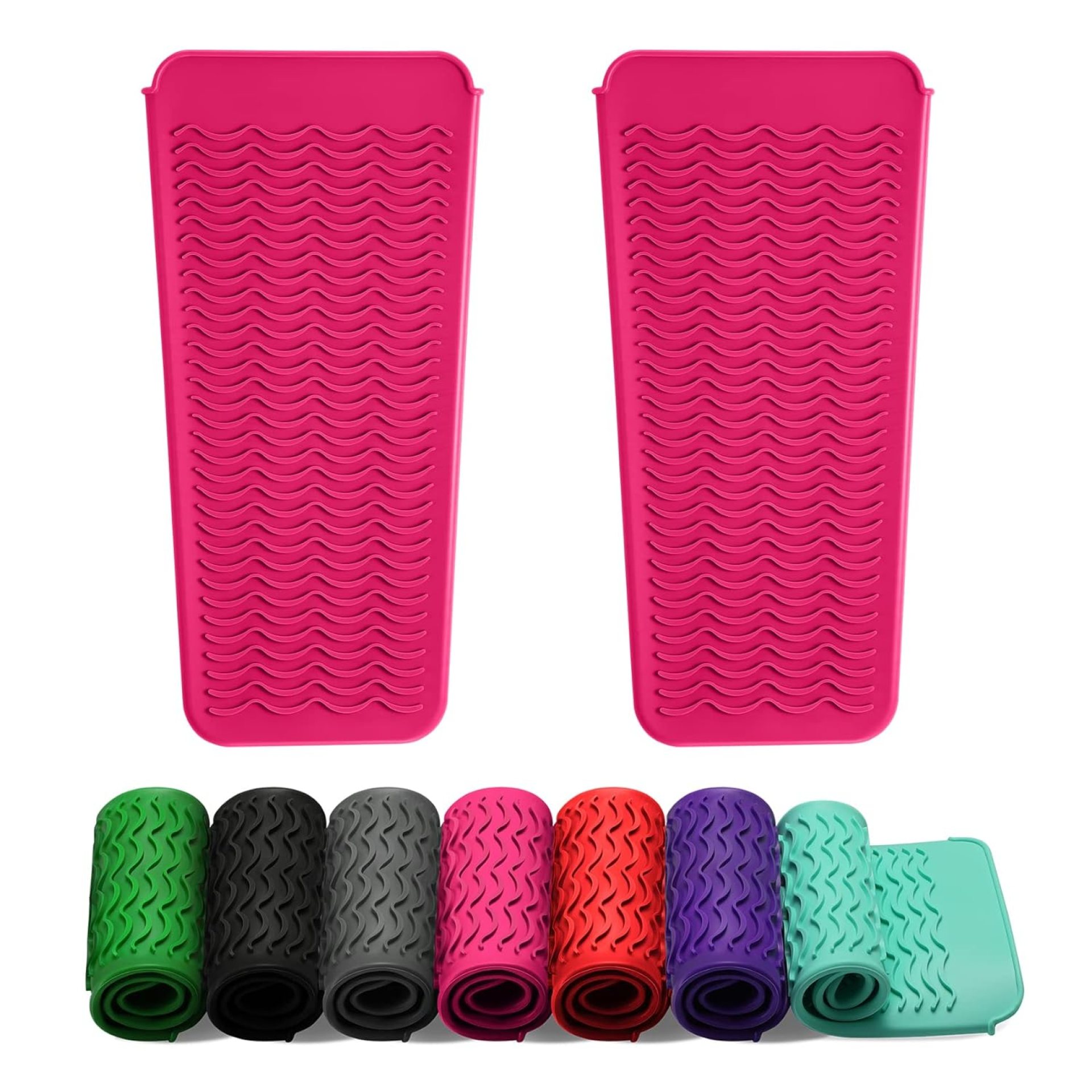 ZAXOP 2 Pack Heat Resistant Silicone Mat Pouch for Flat Iron, Curling Iron,Hair Straightener,Hair Curling Wands,Hot Hair Tools (HOT Pink&HOT Pink) ZAXOP 2 Pack Heat Resistant Silicone Mat Pouch for Flat Iron, Curling Iron,Hair Straightener,Hair Curling Wands,Hot Hair Tools (HOT Pink&HOT Pink)