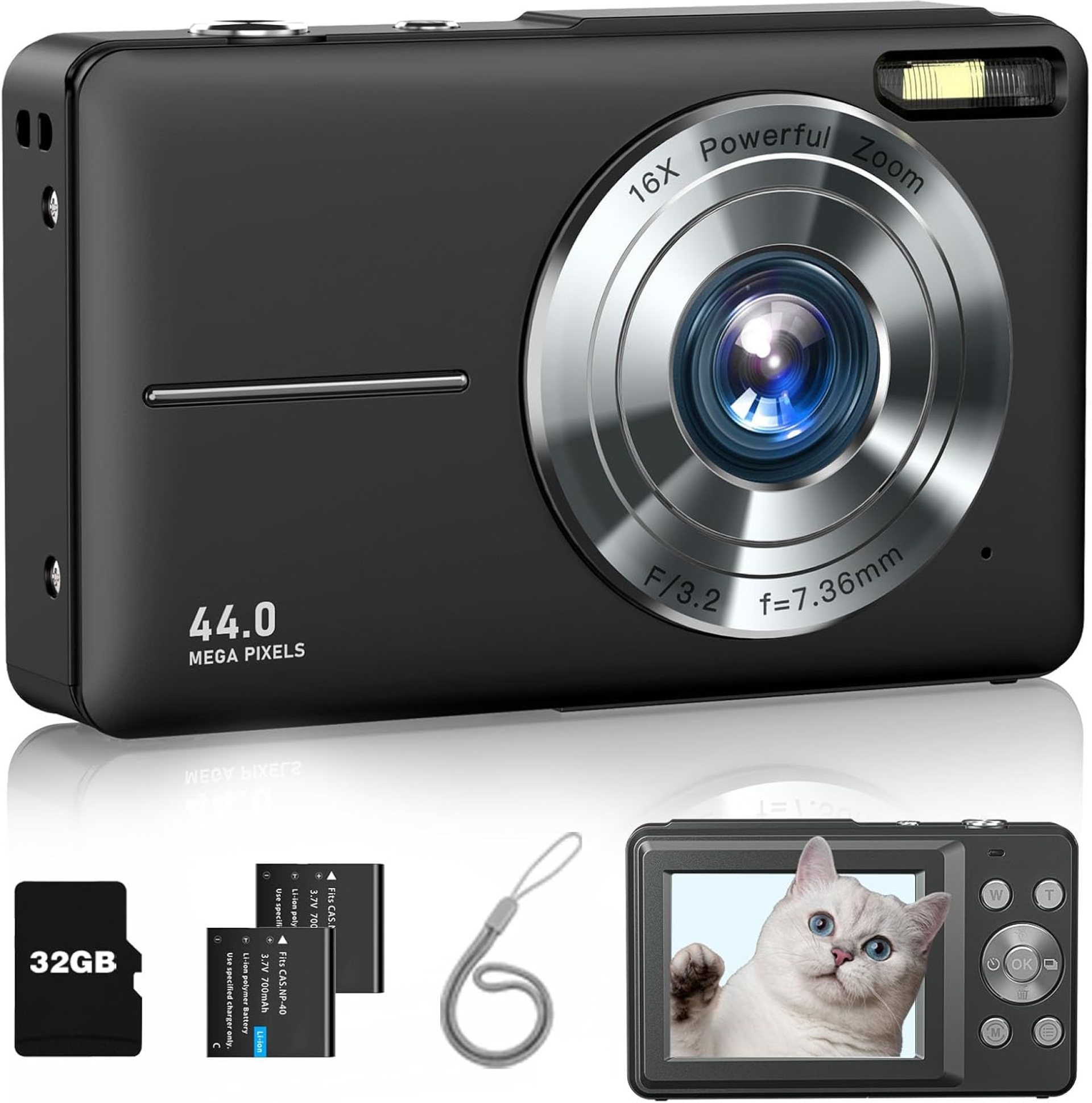 Digital Camera, FHD 1080P Camera, Point and Shoot Camera with 16X Zoom Anti Shake, Compact Small Portable for Boy Girls(Deep Black) Digital Camera, FHD 1080P Camera, Point and Shoot Camera with 16X Zoom Anti Shake, Compact Small Portable for Boy Girls(Deep Black)