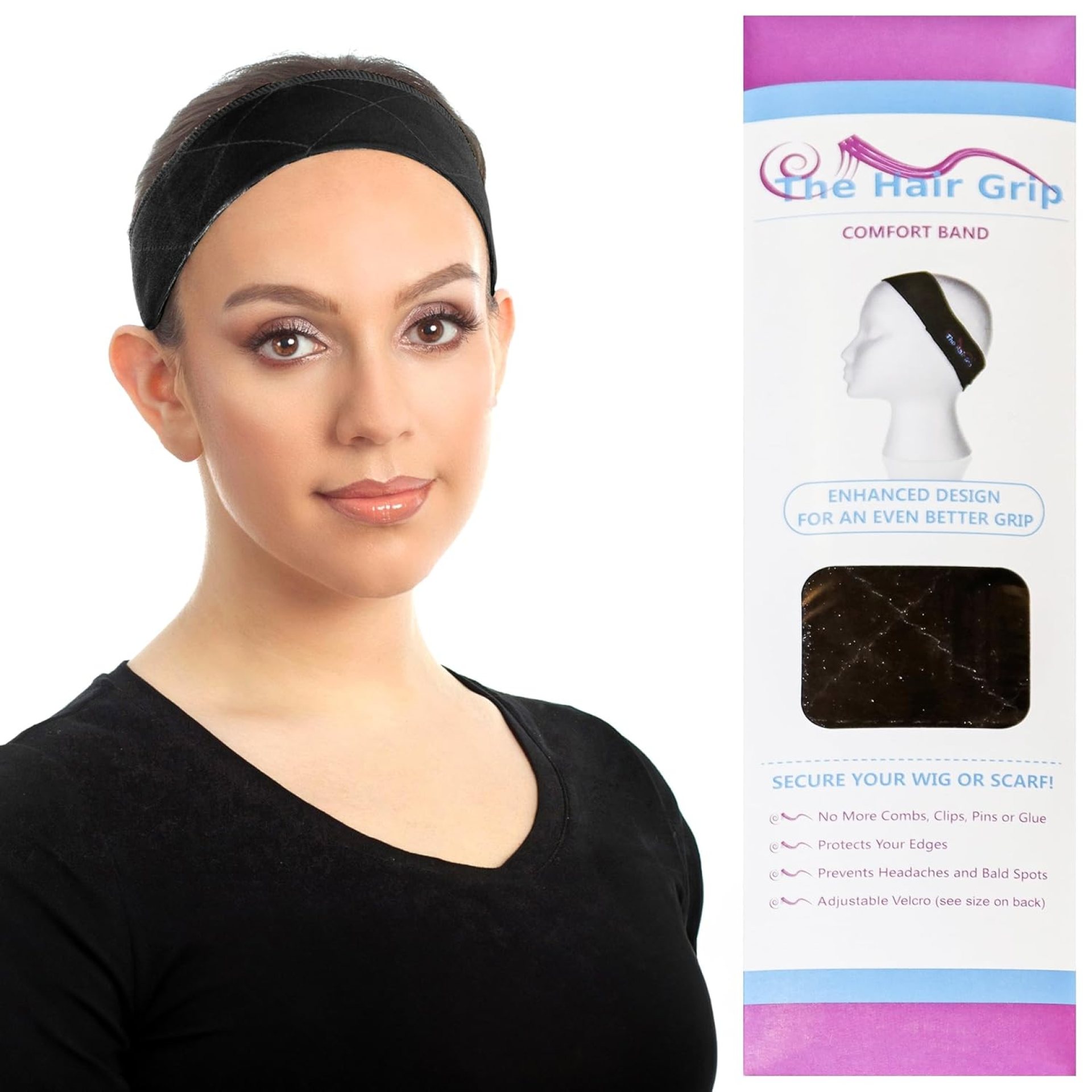 Wig Headband For Synthetic Hair, Wigs Hair Accessory by The Hair Grip – Black Wig Headband For Synthetic Hair, Wigs Hair Accessory by The Hair Grip – Black
