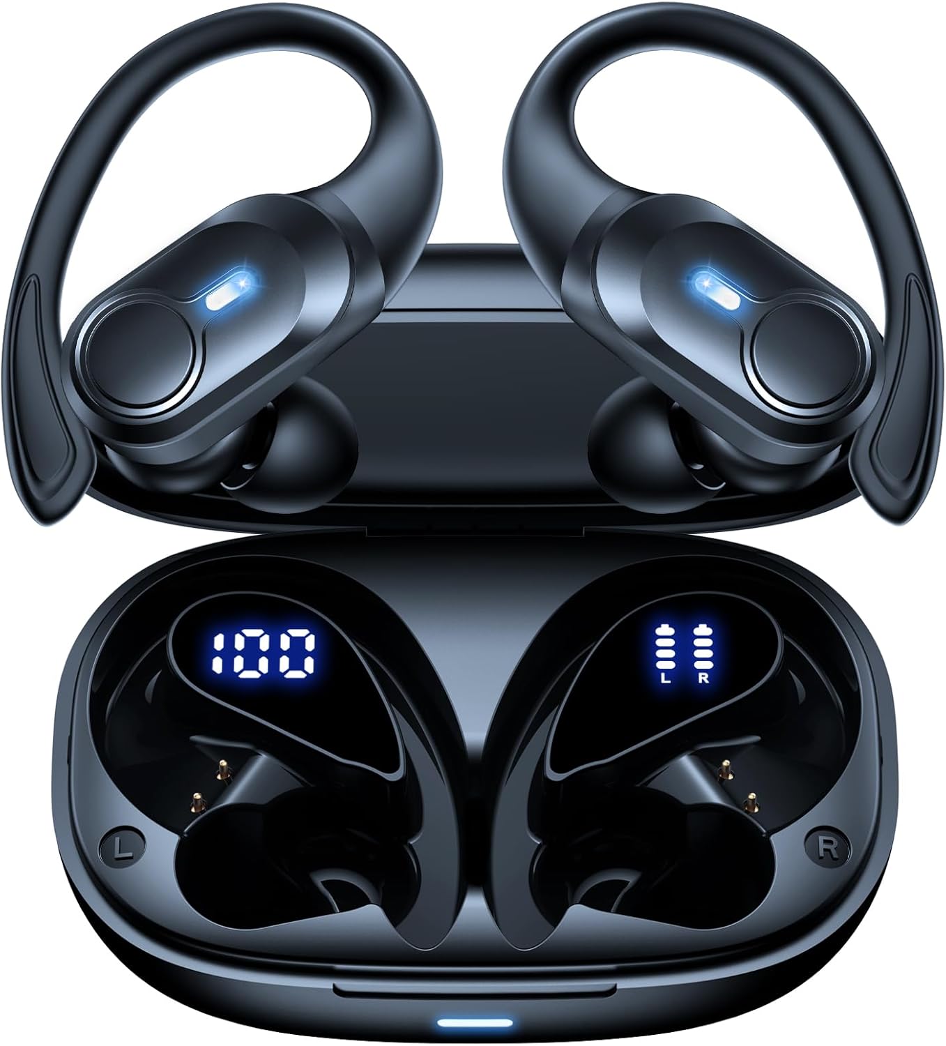 Wireless Earbuds Bluetooth Headphones Ear Buds 70H Playback Digital Display Wireless Charging Case Deep Bass Earphones Over Ear Sport Waterproof Bluetooth Headset for Workout Running Black Wireless Earbuds Bluetooth Headphones Ear Buds 70H Playback Digital Display Wireless Charging Case Deep Bass Earphones Over Ear Sport Waterproof Bluetooth Headset for Workout Running Black