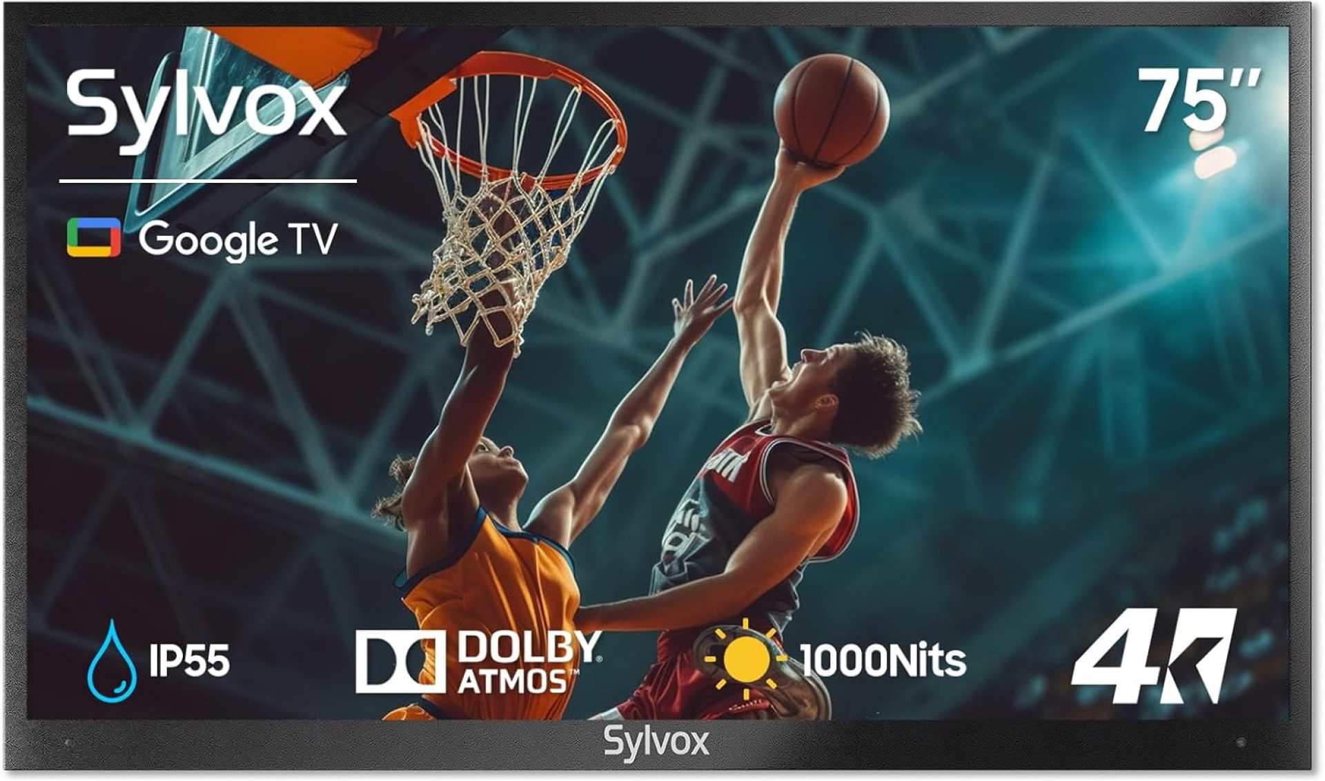 SYLVOX Outdoor TV, 75 inch Waterproof Smart TV, 4K, HDR 10, Weatherproof,1000nits, Voice Assistant Remote, for Partial Sun Area(Deck Pro 2.0, Latest Model) SYLVOX Outdoor TV, 75 inch Waterproof Smart TV, 4K, HDR 10, Weatherproof,1000nits, Voice Assistant Remote, for Partial Sun Area(Deck Pro 2.0, Latest Model)