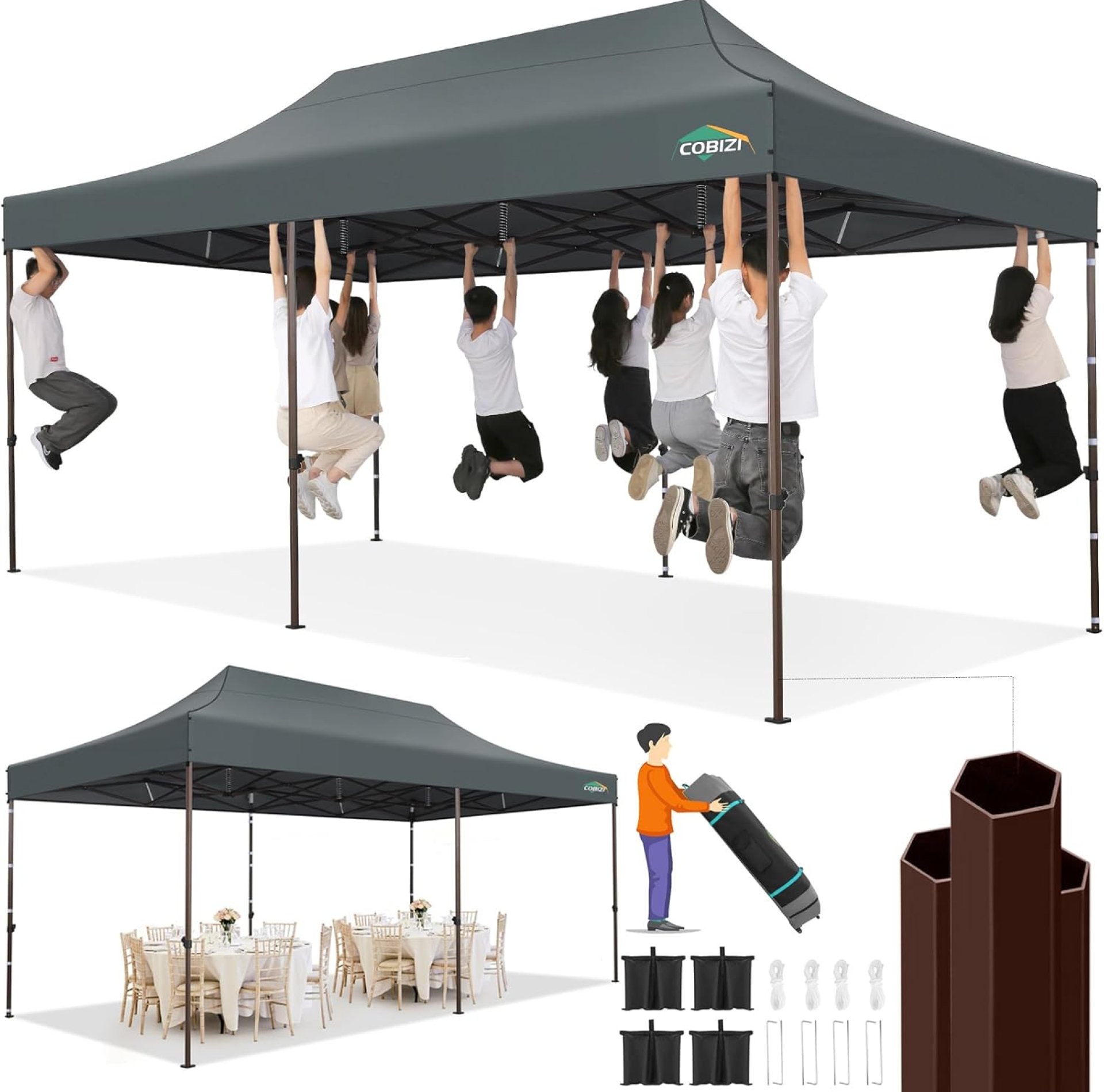 COBIZI 10×20 Pop up Canopy Without Sidewall Heavy Duty Commercial Outdoor Gazebo Easy Up Wedding Party Tents for Parties with Roller Bag, All Season Wind & Waterproof UPF50+(Upgrade Hexagonal Tube) COBIZI 10×20 Pop up Canopy Without Sidewall Heavy Duty Commercial Outdoor Gazebo Easy Up Wedding Party Tents for Parties with Roller Bag, All Season Wind & Waterproof UPF50+(Upgrade Hexagonal Tube)