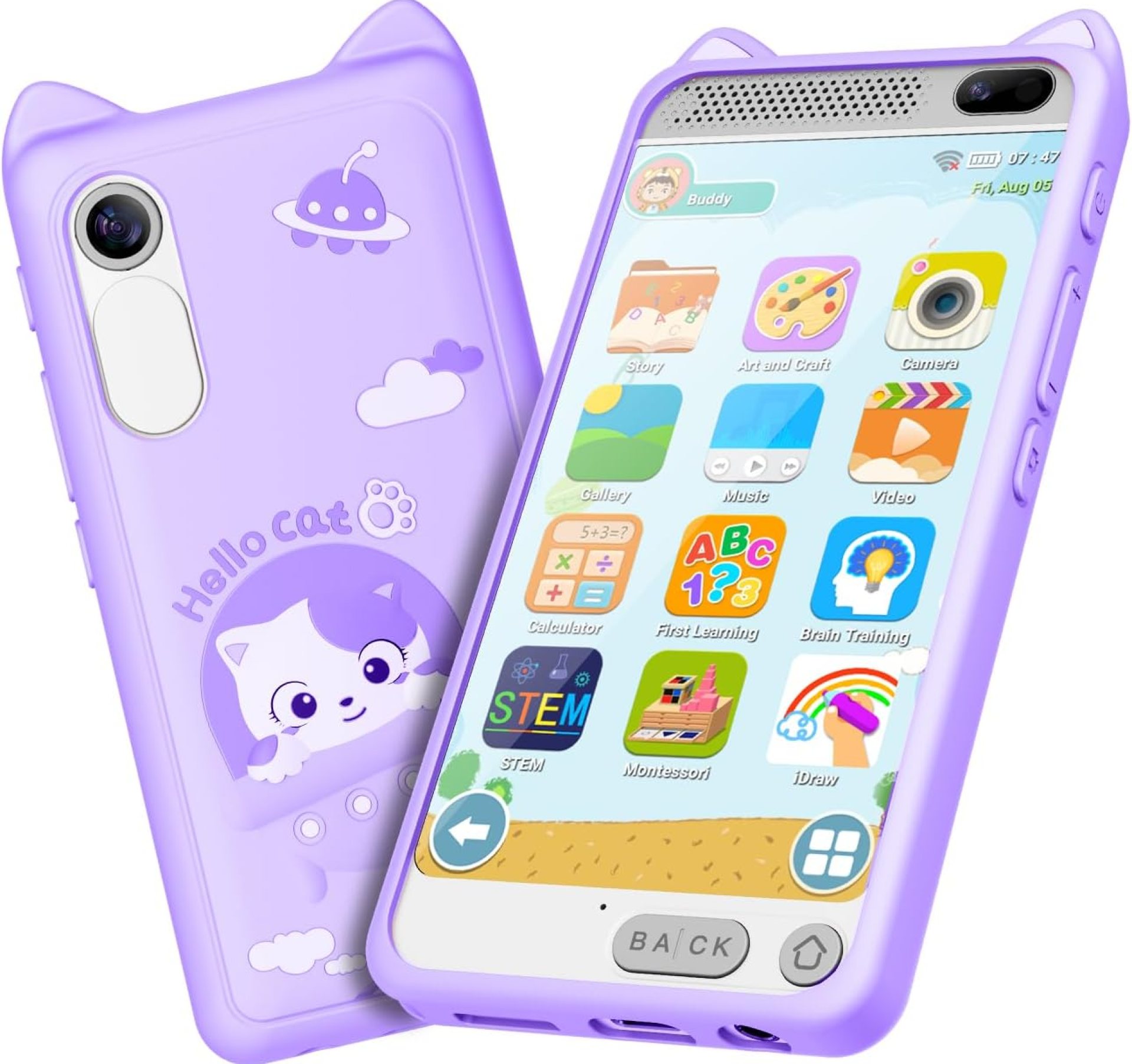 Kids Toy Smartphone, 3.97″ Touchscreen HD Dual Camera Kids Toys Phone with Music Player, 2000mA Toddler Toy Learning Phone with Games, Front Camera, Pretend Play Smartphone(Purple) Kids Toy Smartphone, 3.97″ Touchscreen HD Dual Camera Kids Toys Phone with Music Player, 2000mA Toddler Toy Learning Phone with Games, Front Camera, Pretend Play Smartphone(Purple)