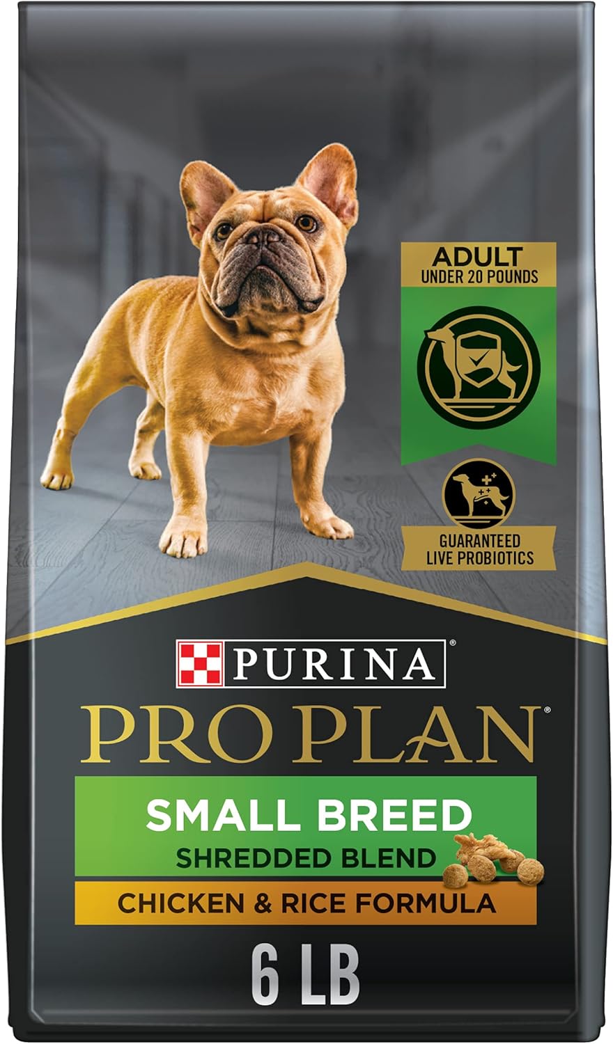 Purina Pro Plan Small Breed Dog Food With Probiotics for Dogs, Shredded Blend Chicken & Rice Formula – 6 lb. Bag Purina Pro Plan Small Breed Dog Food With Probiotics for Dogs, Shredded Blend Chicken & Rice Formula – 6 lb. Bag