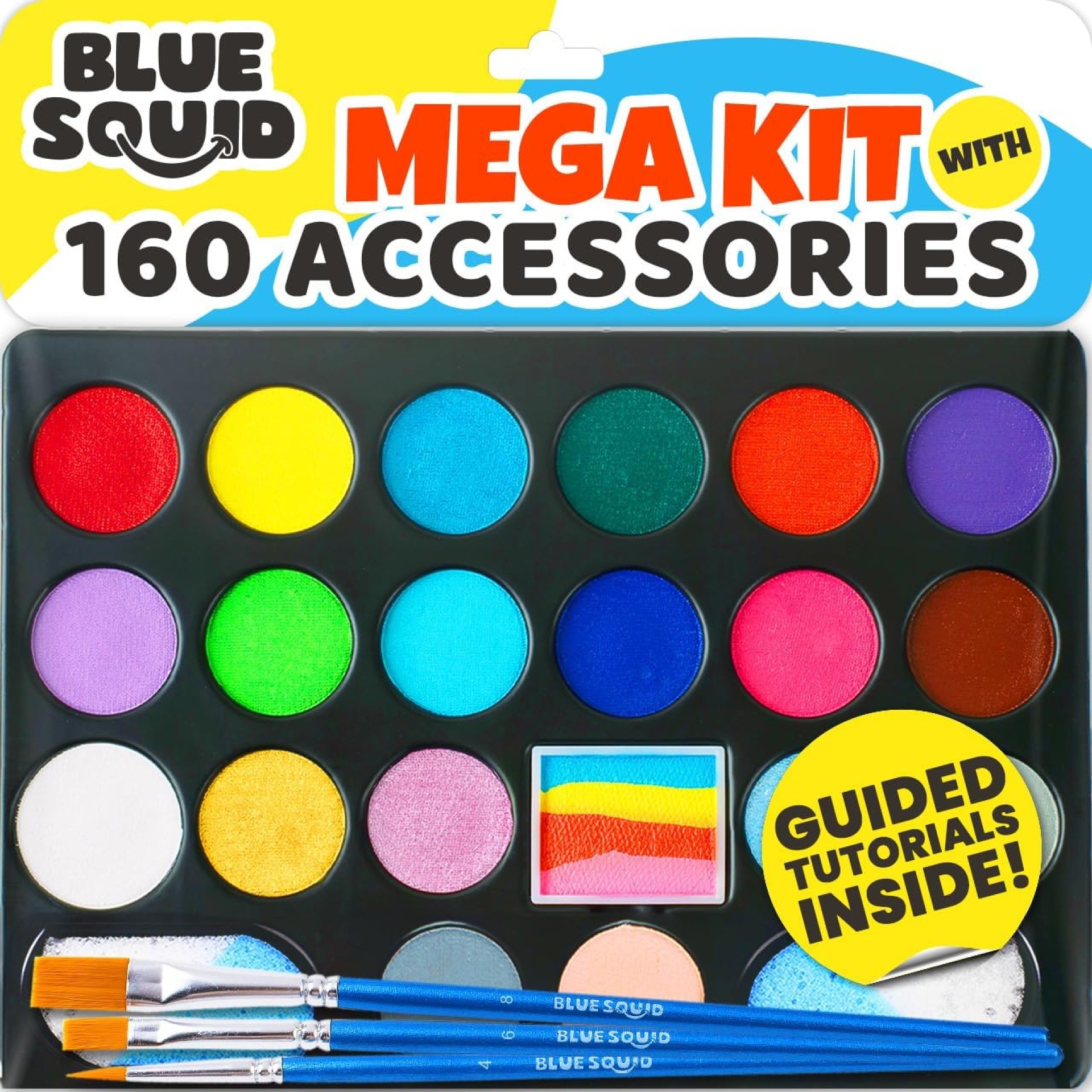 Blue Squid Face Painting Kit for Kids – 24 Colors 160pc Face Paint Kit, Hair Chalk, Stencils, Skin Safe, Non Toxic Face Painting Kit for Kids Halloween Makeup Kit Blue Squid Face Painting Kit for Kids – 24 Colors 160pc Face Paint Kit, Hair Chalk, Stencils, Skin Safe, Non Toxic Face Painting Kit for Kids Halloween Makeup Kit