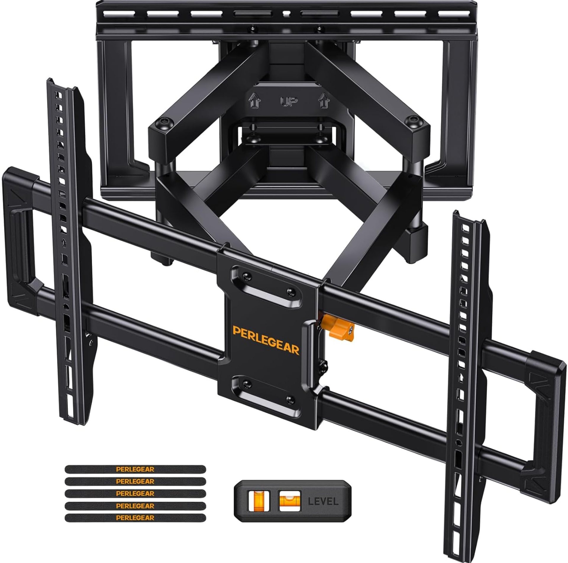 Perlegear UL Listed Full Motion TV Wall Mount for 42-85 inch TVs up to 132 lbs, TV Mount with Dual Articulating Arms, Tool-Free Tilt, Swivel, Extension, Leveling, Max VESA 600x400mm, 16″ Studs, PGLF8 Perlegear UL Listed Full Motion TV Wall Mount for 42-85 inch TVs up to 132 lbs, TV Mount with Dual Articulating Arms, Tool-Free Tilt, Swivel, Extension, Leveling, Max VESA 600x400mm, 16″ Studs, PGLF8