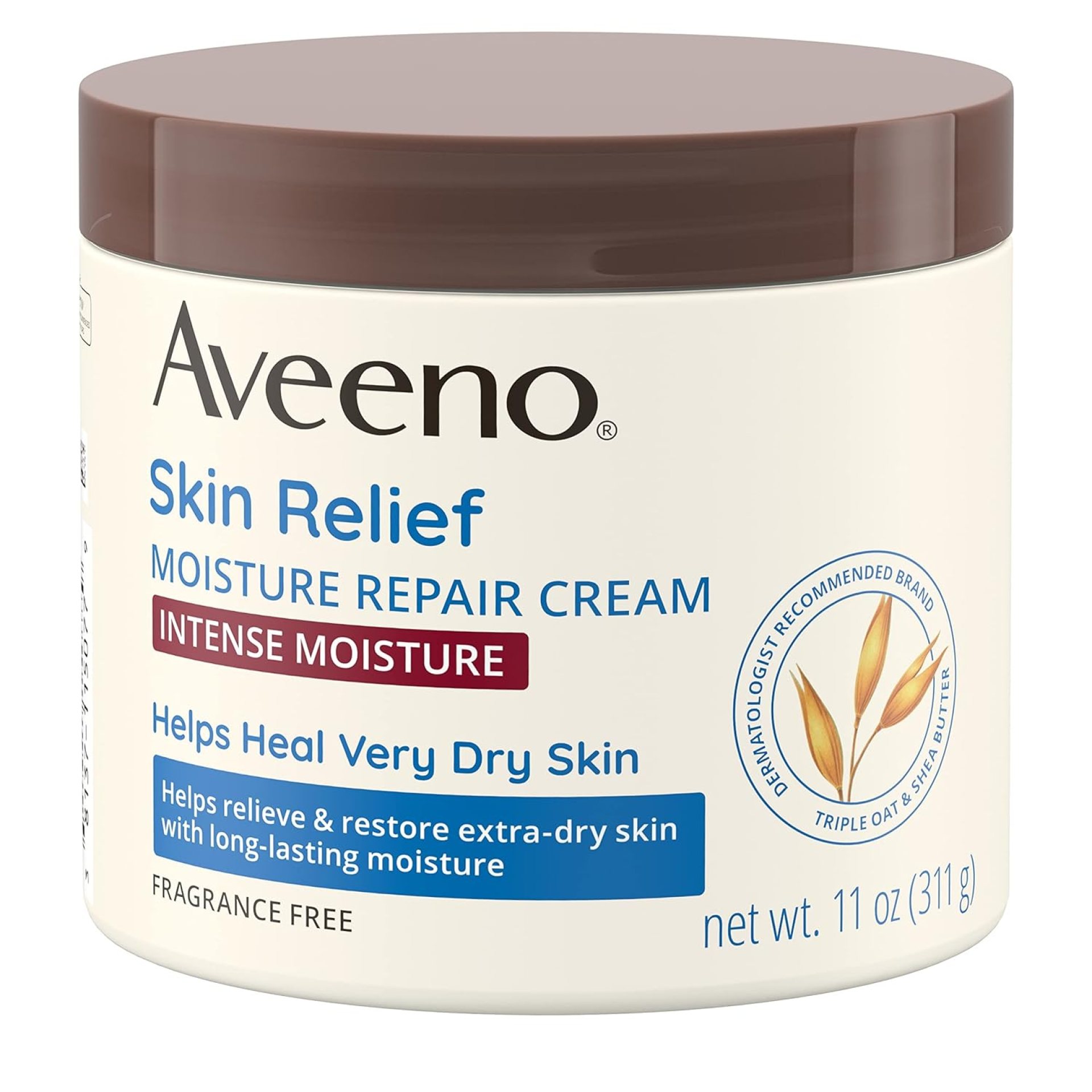 Aveeno Skin Relief Intense Moisture Repair Body Cream with Triple Oat & Shea Butter Formula, Helps Relieve & Restore Extra-Dry Skin with Long-Lasting Moisture, Fragrance-Free, 11 oz Aveeno Skin Relief Intense Moisture Repair Body Cream with Triple Oat & Shea Butter Formula, Helps Relieve & Restore Extra-Dry Skin with Long-Lasting Moisture, Fragrance-Free, 11 oz