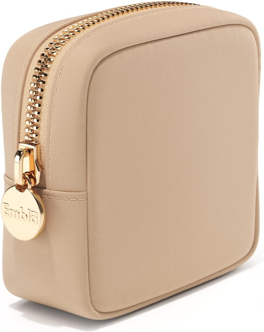 Embla Makeup Bag Travel Cosmetics Pouch and Toiletry Bag, Nylon Zipper Pouch Purse, Cute Make Up Organizer Storage Tote for Women Girls, Waterproof Travel Skincare Case, Small Makeup Bags, Honey Beige Embla Makeup Bag Travel Cosmetics Pouch and Toiletry Bag, Nylon Zipper Pouch Purse, Cute Make Up Organizer Storage Tote for Women Girls, Waterproof Travel Skincare Case, Small Makeup Bags, Honey Beige