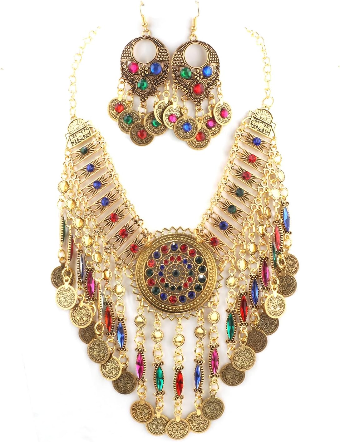 Gold African Jewelry Sets for Women Boho Tribal Retro Statement Choker Necklace and Dainty Dangle Earring Set Multicolor Ethnic Style Chunky Bib Collar Costume Jewelry Accessories for Women Gold African Jewelry Sets for Women Boho Tribal Retro Statement Choker Necklace and Dainty Dangle Earring Set Multicolor Ethnic Style Chunky Bib Collar Costume Jewelry Accessories for Women