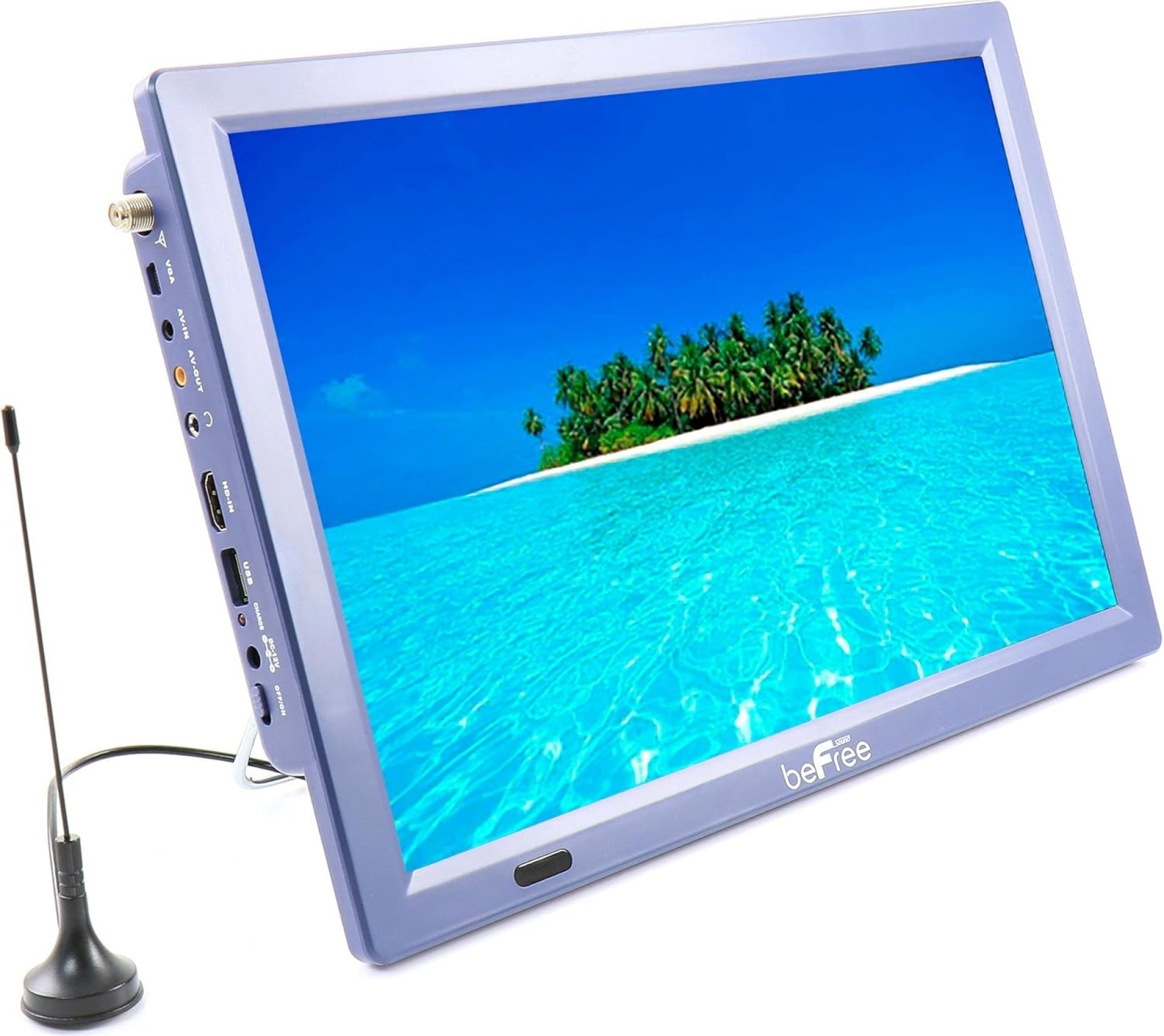 beFree Sound Portable Rechargeable 14 Inch LED TV with HDMI, SD/MMC, USB, VGA, AV in/Out and Built-in Digital Tuner in Blue beFree Sound Portable Rechargeable 14 Inch LED TV with HDMI, SD/MMC, USB, VGA, AV in/Out and Built-in Digital Tuner in Blue