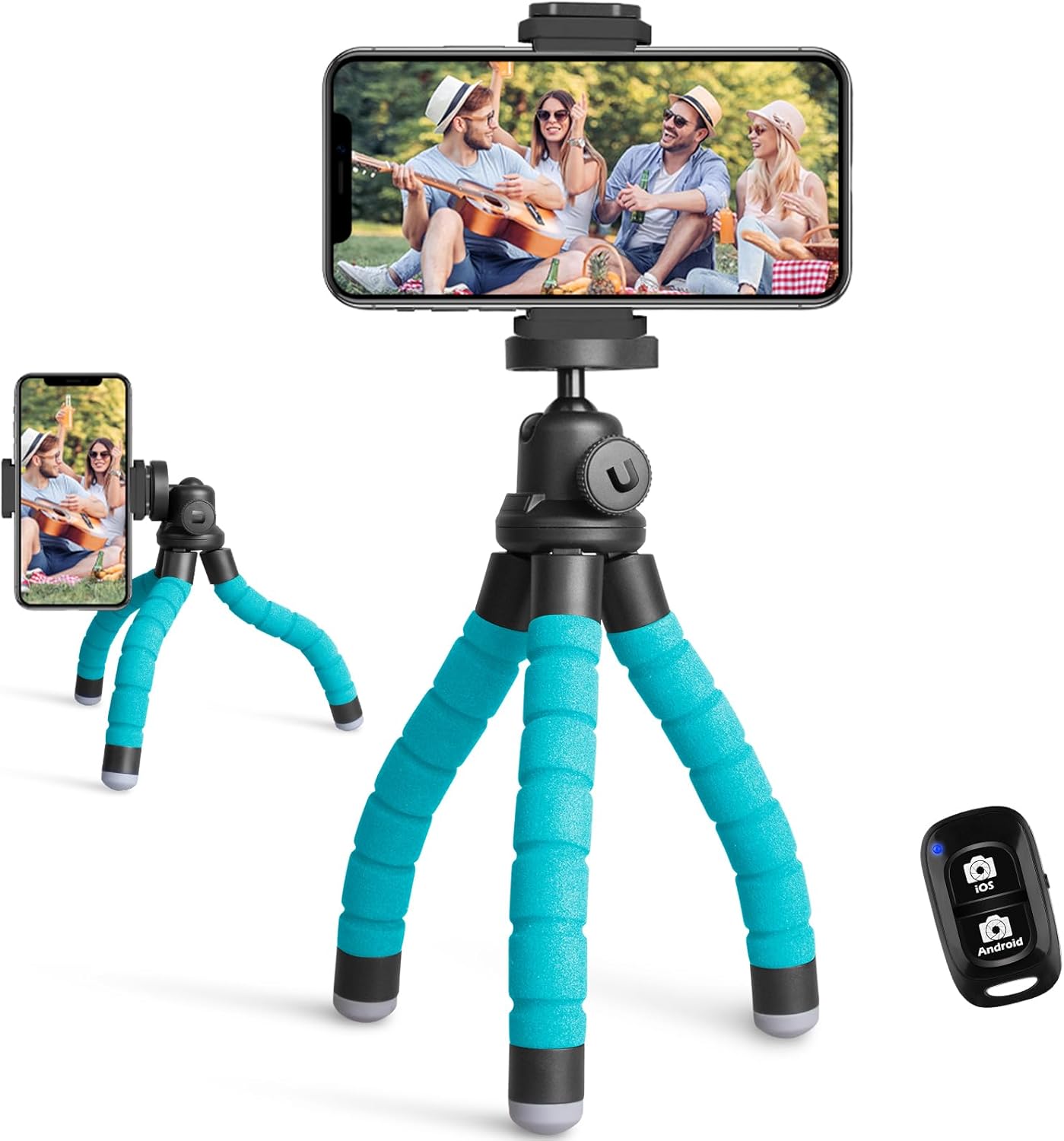 UBeesize Phone Tripod, Portable and Flexible Tripod with Wireless Remote and Clip, Cell Phone Tripod Stand for Video Recording Blue, TBC001 UBeesize Phone Tripod, Portable and Flexible Tripod with Wireless Remote and Clip, Cell Phone Tripod Stand for Video Recording Blue, TBC001