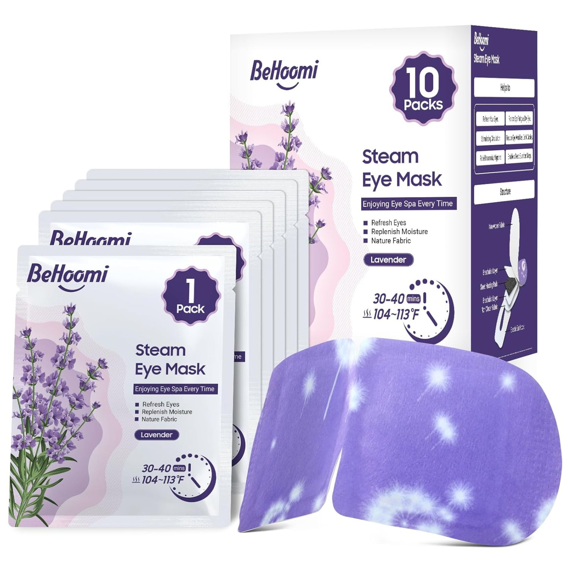 Steam Eye Mask, 10 Packs Heated Eye Mask, Self Heating Disposable SPA Warm Compress for Eyes Sleep Mask, Travel Essentials & Relaxation Gifts, Stocking Stuffers (Lavender Scent) Steam Eye Mask, 10 Packs Heated Eye Mask, Self Heating Disposable SPA Warm Compress for Eyes Sleep Mask, Travel Essentials & Relaxation Gifts, Stocking Stuffers (Lavender Scent)