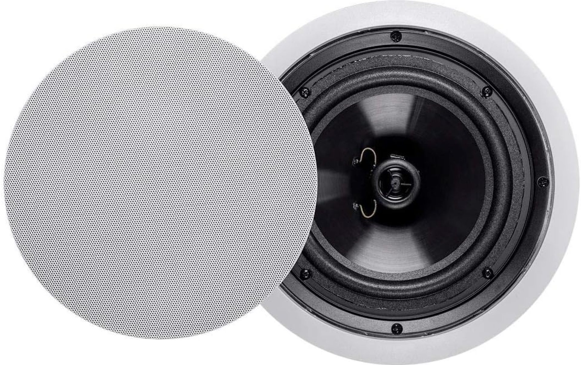Monoprice 2-Way Polypropylene Ceiling Speakers – 8 Inch, Pair, with Paintable Grille, 100 Watt Peak Power – Aria Series Monoprice 2-Way Polypropylene Ceiling Speakers – 8 Inch, Pair, with Paintable Grille, 100 Watt Peak Power – Aria Series