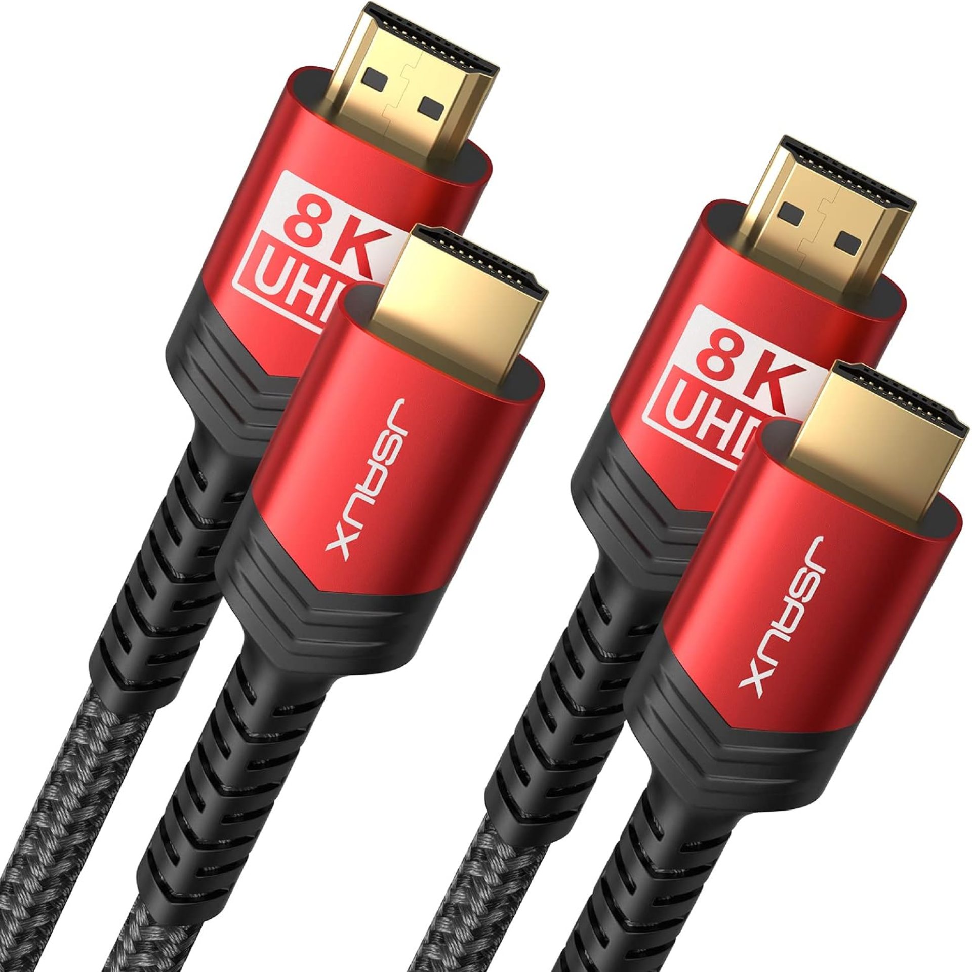 JSAUX 8K HDMI Cable 2.1 6ft 6 Pack, 48Gbps High Speed HDMI Cable Braided HDMI Cord, 4K 120Hz 144Hz, 8K 60Hz, Ultra HD, 2K, 1080P, 3D, eARC Compatible for Laptop UHD TV Gaming Monitor PS5 PS4 -Red JSAUX 8K HDMI Cable 2.1 6ft 6 Pack, 48Gbps High Speed HDMI Cable Braided HDMI Cord, 4K 120Hz 144Hz, 8K 60Hz, Ultra HD, 2K, 1080P, 3D, eARC Compatible for Laptop UHD TV Gaming Monitor PS5 PS4 -Red