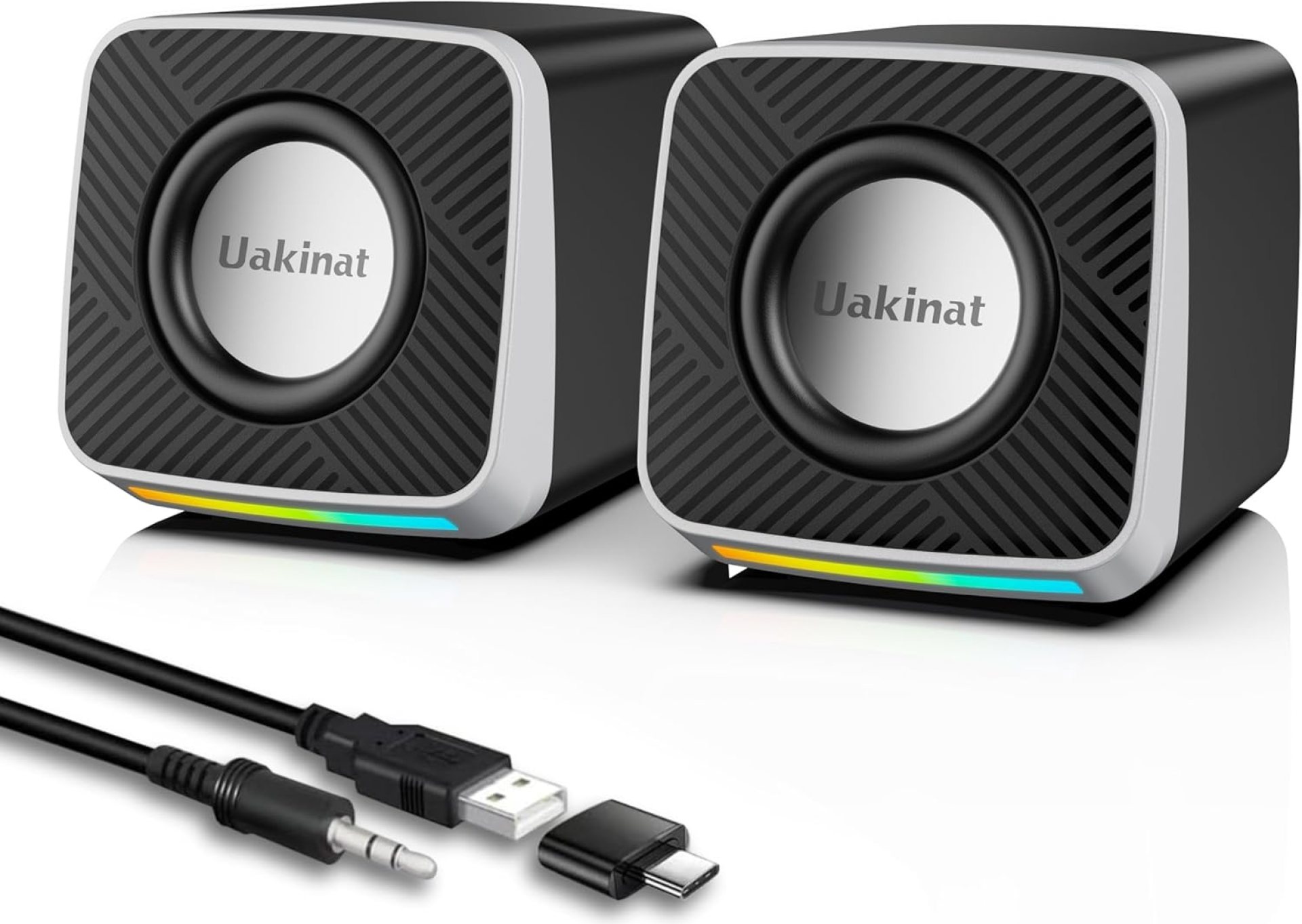 PC Speakers 2″–3W Carbon Fiber Computer Speaker for Desktop or Laptop PC,USB C/USB-Powered,Crystal Clear Sound,Rich Bass,Loud Volume,Direct Control,Plug-N-Play,Black-Silver PC Speakers 2″–3W Carbon Fiber Computer Speaker for Desktop or Laptop PC,USB C/USB-Powered,Crystal Clear Sound,Rich Bass,Loud Volume,Direct Control,Plug-N-Play,Black-Silver