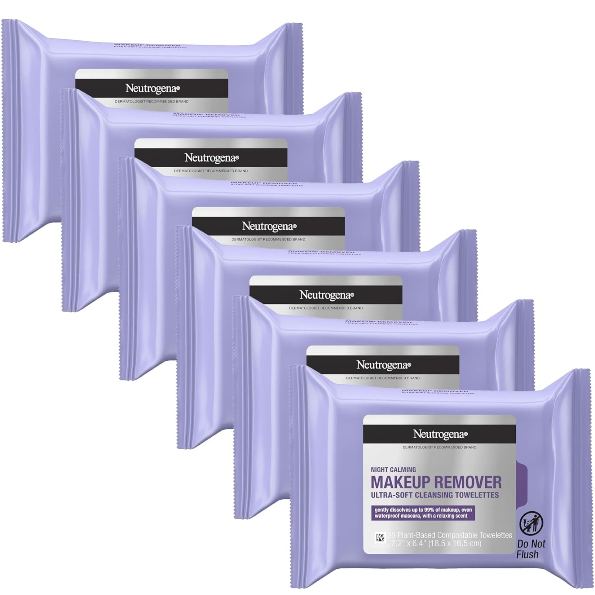 Neutrogena Makeup Remover Night Calming Cleansing Towelettes, Disposable Nighttime Face Wipes to Remove Dirt, Oil & Makeup, 25 ct Neutrogena Makeup Remover Night Calming Cleansing Towelettes, Disposable Nighttime Face Wipes to Remove Dirt, Oil & Makeup, 25 ct