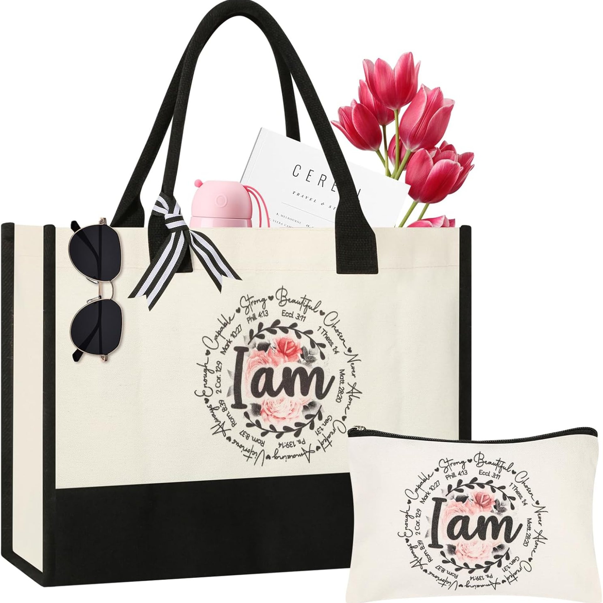 AYGE Christian Gifts for Women, Encourage Gift for Women, Reusable Grocery Bag Tote Bag & Makeup Bag AYGE Christian Gifts for Women, Encourage Gift for Women, Reusable Grocery Bag Tote Bag & Makeup Bag