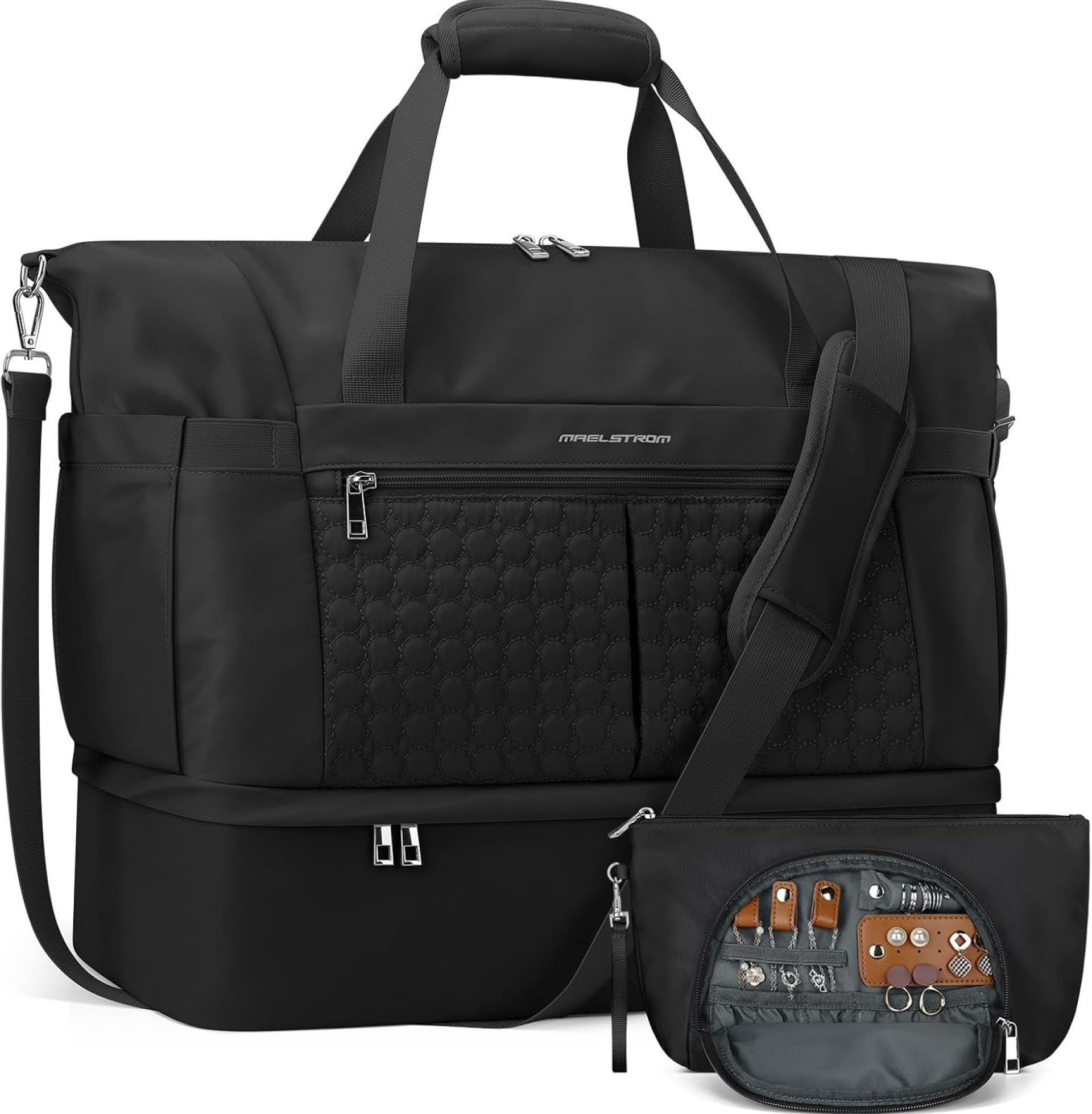 Maelstrom Gym Bag for Women,40L Travel Duffel Bag with Shoes Compartment and Wet Pocket,Waterproof Carry On Weekender Bag,Sport Gym Tote Bags Swimming Yoga, Hospital Holdalls-Black Maelstrom Gym Bag for Women,40L Travel Duffel Bag with Shoes Compartment and Wet Pocket,Waterproof Carry On Weekender Bag,Sport Gym Tote Bags Swimming Yoga, Hospital Holdalls-Black