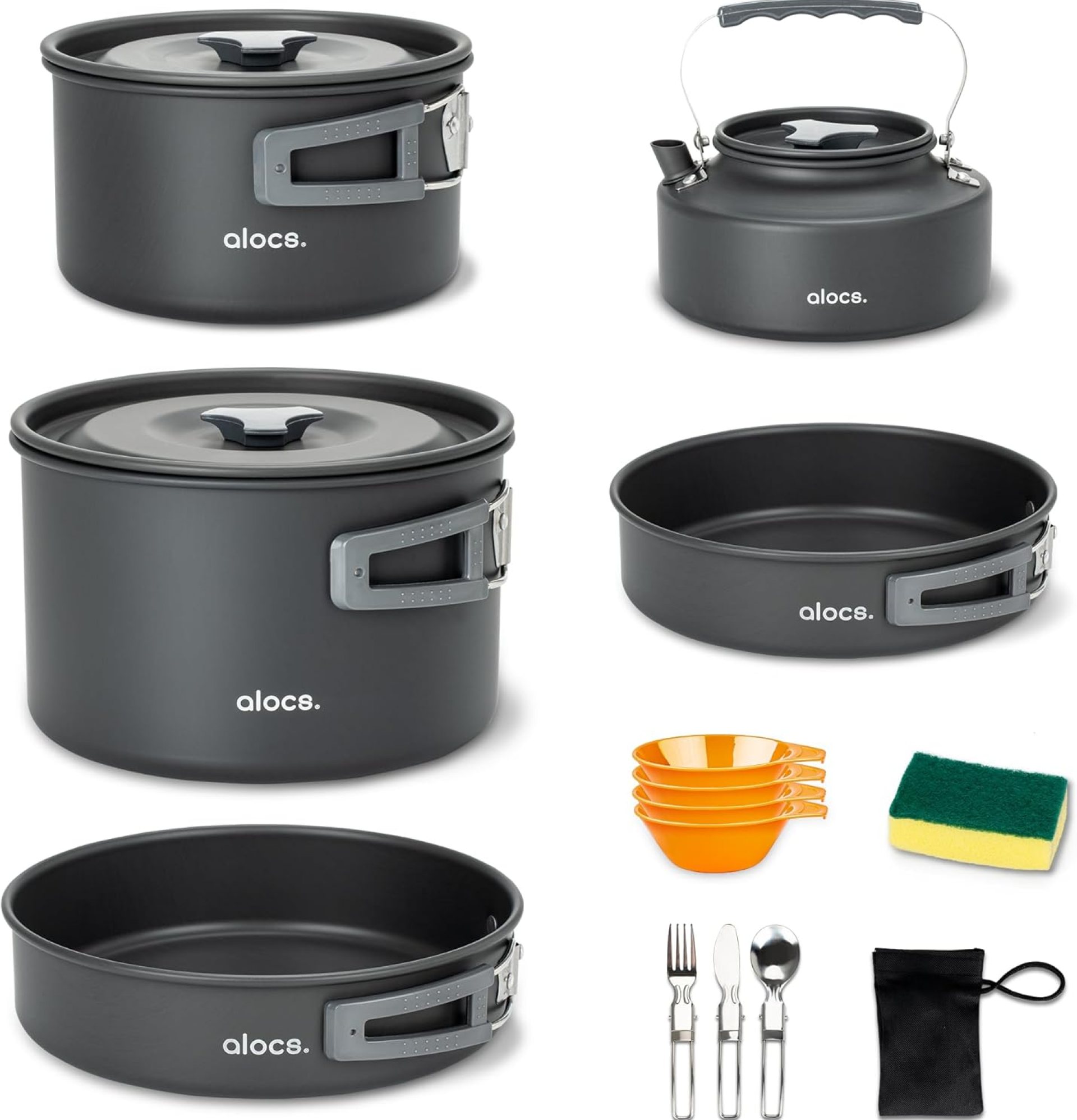 Alocs 17pcs Camping Cookware Camp Kitchen Set with Kettle, Aluminum Camping Cooking Set Backpacking Gear for Hiking,Traveling,Climbing and Picnic Alocs 17pcs Camping Cookware Camp Kitchen Set with Kettle, Aluminum Camping Cooking Set Backpacking Gear for Hiking,Traveling,Climbing and Picnic