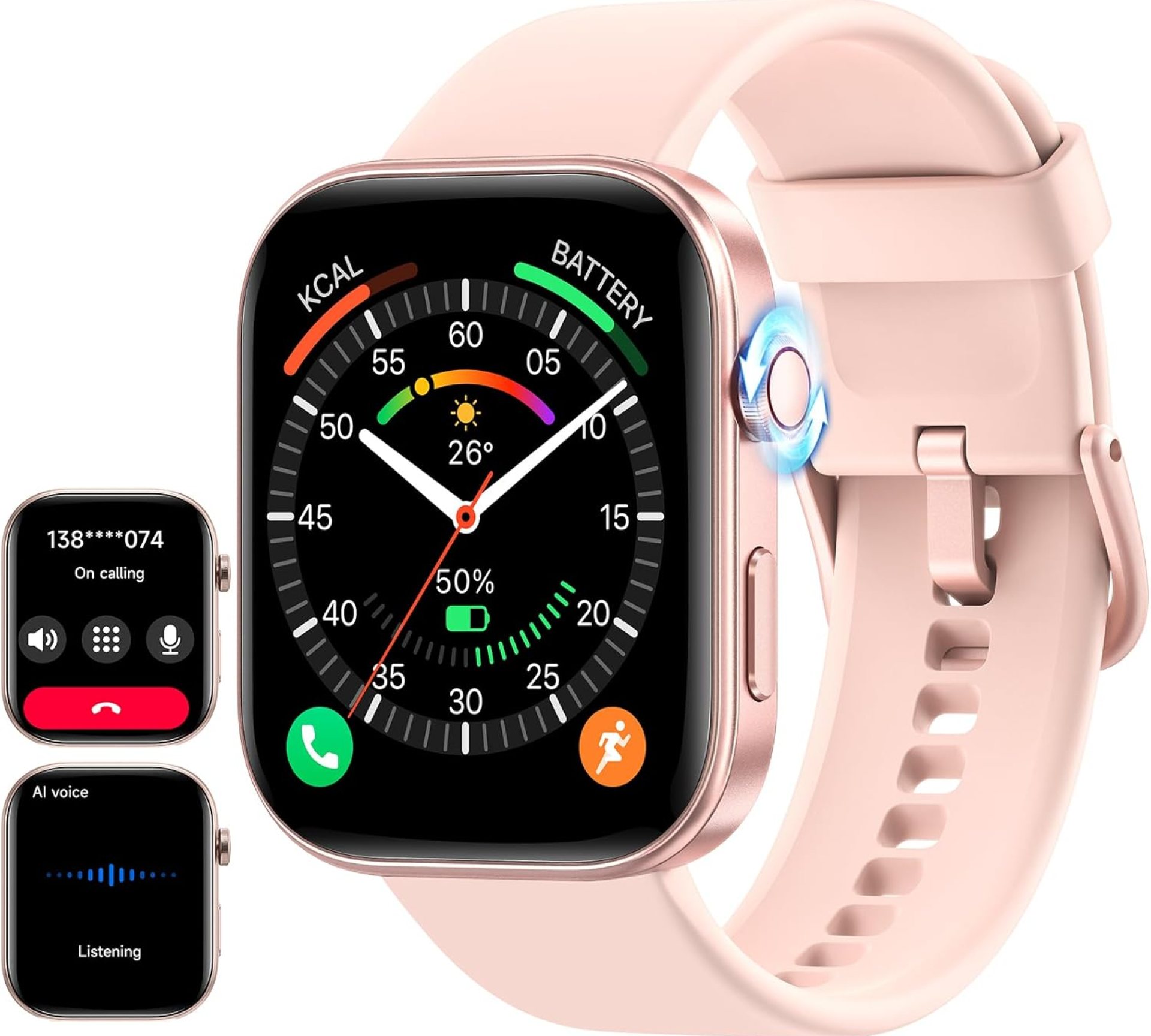 aeac Smart Watch for Women Men iPhone & Android,1.99″ AMOLED Screen 3ATM Waterproof Fitness Watch with Answer/Make Call AI Voice,24H-Heart Rate/SpO2/BP Monitor,120+ Sports Modes (Pink, 1.99) aeac Smart Watch for Women Men iPhone & Android,1.99″ AMOLED Screen 3ATM Waterproof Fitness Watch with Answer/Make Call AI Voice,24H-Heart Rate/SpO2/BP Monitor,120+ Sports Modes (Pink, 1.99)