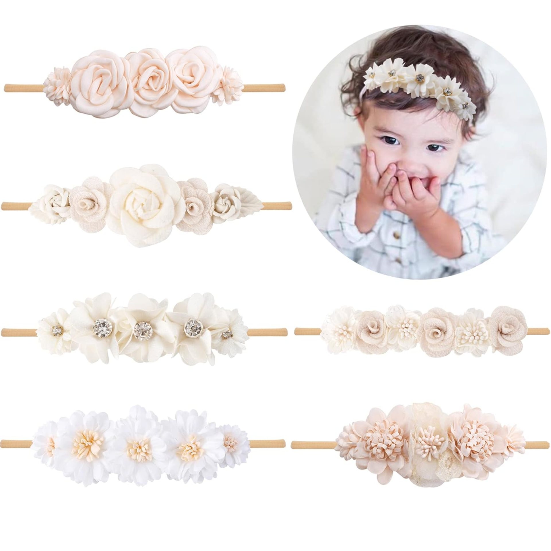 Baby Girls Headbands Flower Headband 6 Pcs Nylon Elastic Headbands Newborn Hair Bows Hair Accessories Gifts for Infant Toddlers Kids Baby Girls Headbands Flower Headband 6 Pcs Nylon Elastic Headbands Newborn Hair Bows Hair Accessories Gifts for Infant Toddlers Kids
