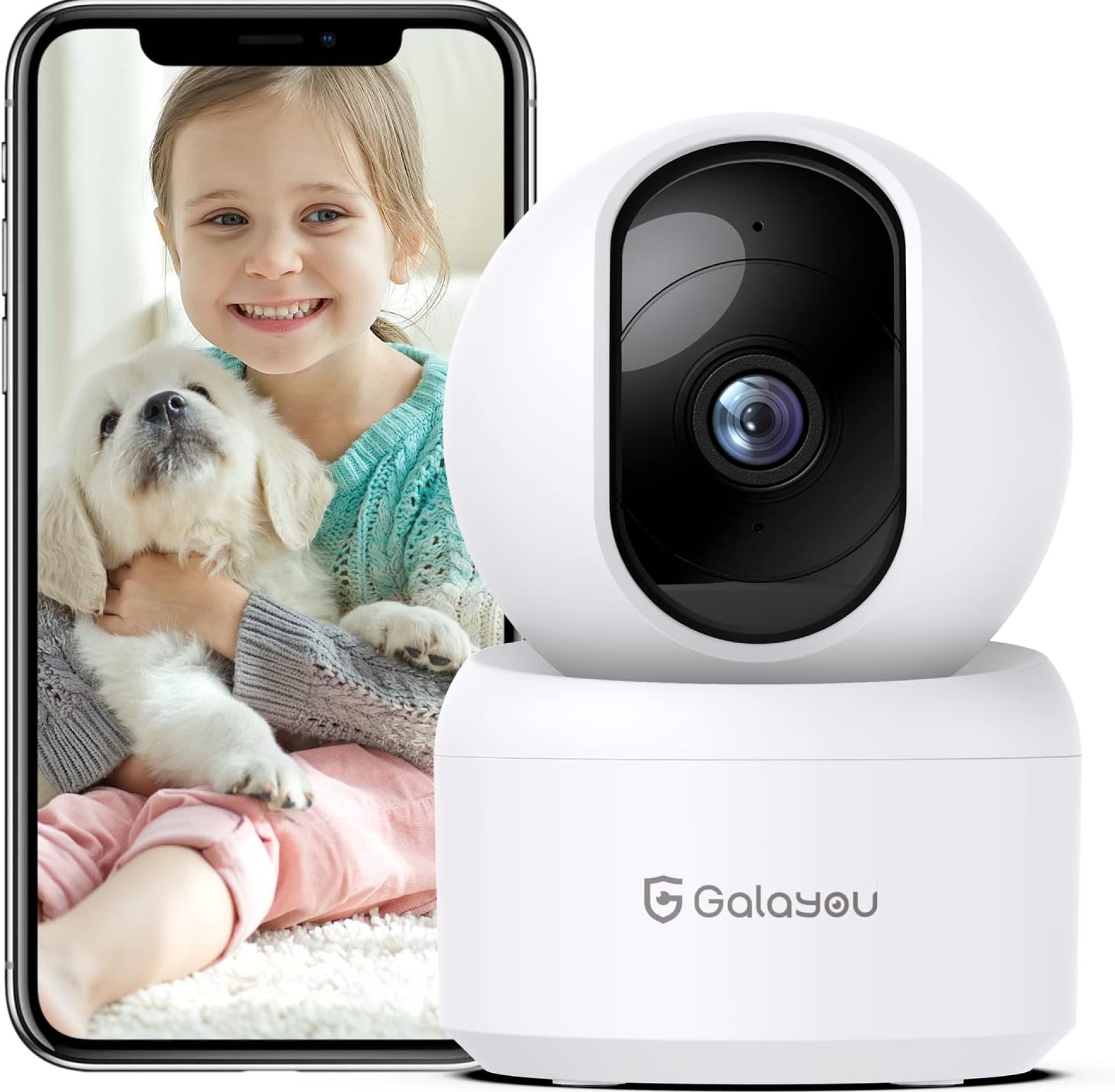 GALAYOU Indoor Security Camera 2K, Pet Camera, 360 Degree WiFi Home Security Camera for Baby/Elder/Nanny with Night Vision, Siren, 24/7 SD Card Storage, Works with Alexa and Google Assistant G2 GALAYOU Indoor Security Camera 2K, Pet Camera, 360 Degree WiFi Home Security Camera for Baby/Elder/Nanny with Night Vision, Siren, 24/7 SD Card Storage, Works with Alexa and Google Assistant G2