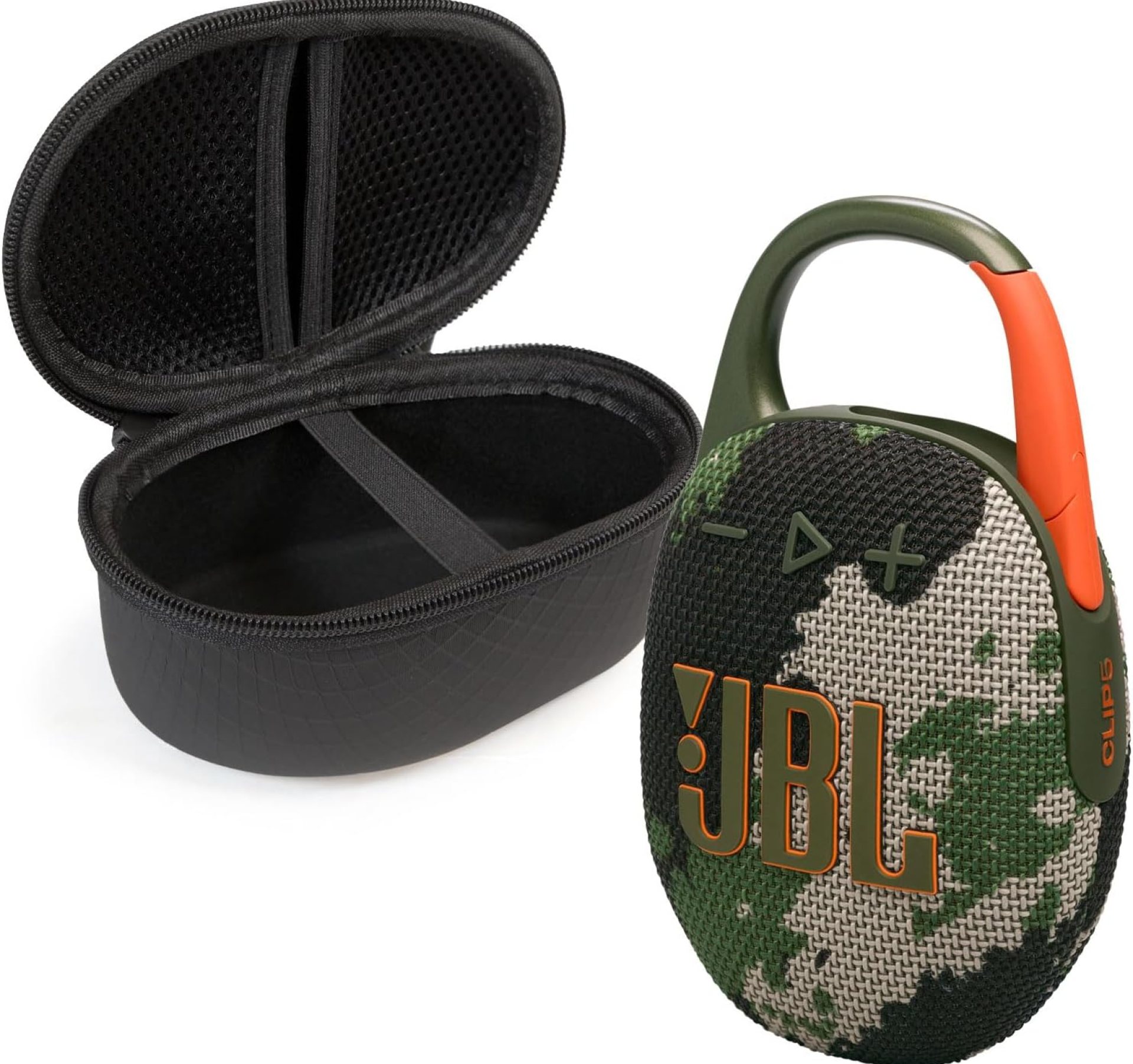 JBL Clip 5 Bluetooth Speaker and divvi! Protective Case – Camo JBL Clip 5 Bluetooth Speaker and divvi! Protective Case – Camo