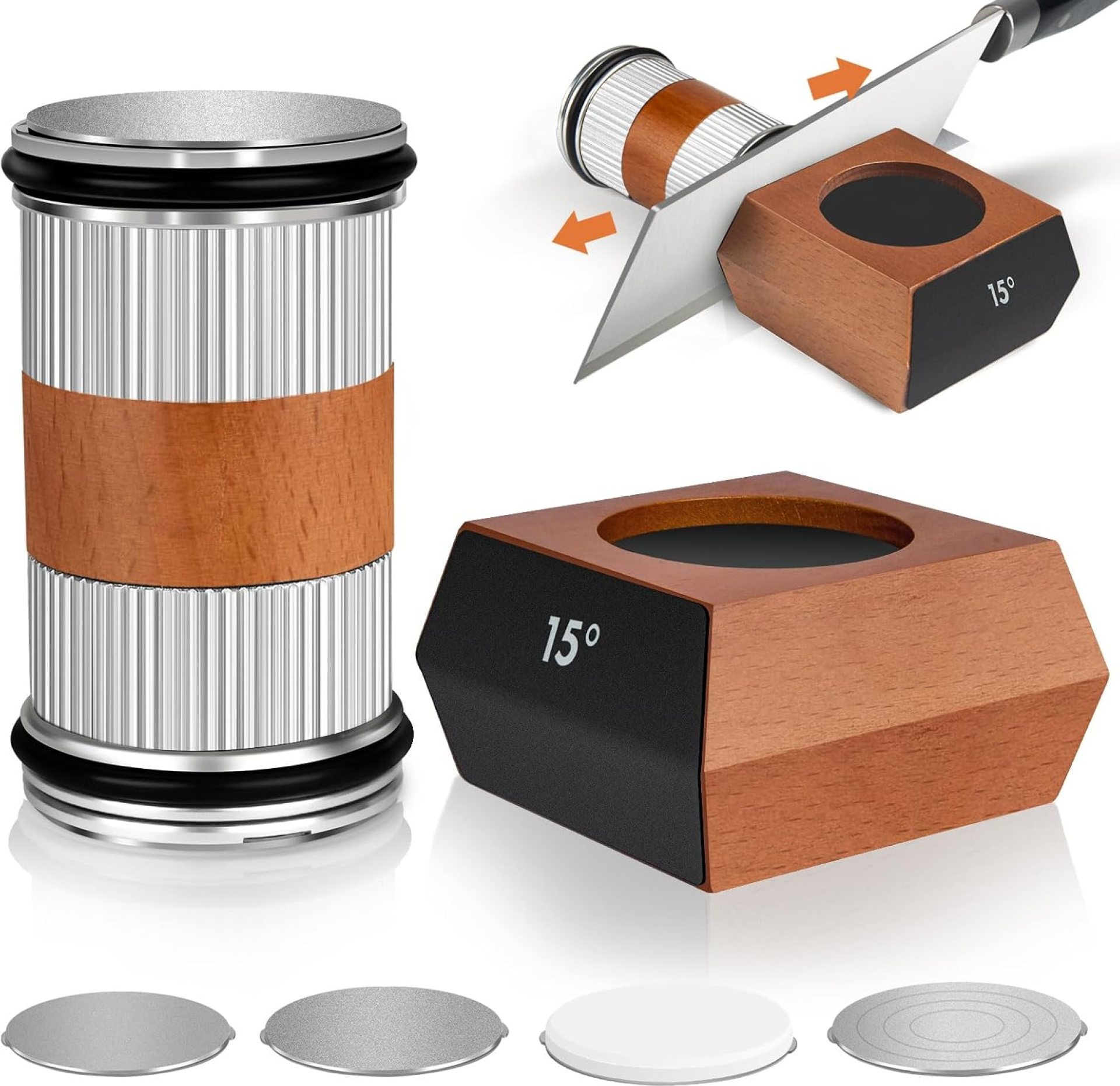 Knife Sharpener Tool,Upgraded Rolling Knife Sharpener Kit,Knife Sharpening with Diamond and Ceramic for Steel of Any Hardness,Kitchen Knives Sharpener Kit with 15 & 20 Degree Magnetic Angle (Silver) Knife Sharpener Tool,Upgraded Rolling Knife Sharpener Kit,Knife Sharpening with Diamond and Ceramic for Steel of Any Hardness,Kitchen Knives Sharpener Kit with 15 & 20 Degree Magnetic Angle (Silver)