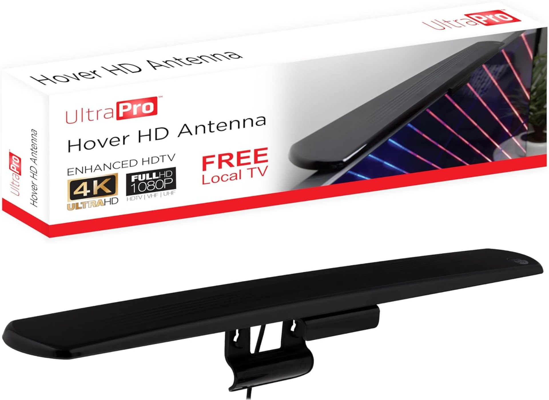 UltraPro Hover Digital TV Antenna Indoor for Smart TV, Long Range HD Local Channels, Easy Mount on Top Design, Supports 4K 1080P HDTV VHF UHF, 360° Reception, 83713 UltraPro Hover Digital TV Antenna Indoor for Smart TV, Long Range HD Local Channels, Easy Mount on Top Design, Supports 4K 1080P HDTV VHF UHF, 360° Reception, 83713