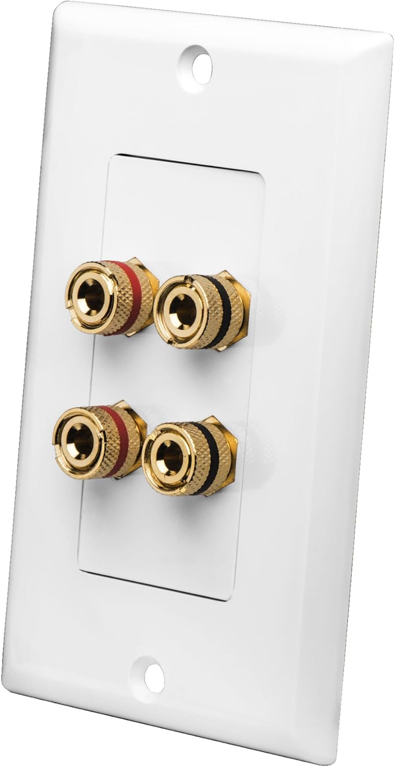 OSD Audio WP4 Home Theater Speaker Wall Plate 2 Speaker 4-Terminal (White) OSD Audio WP4 Home Theater Speaker Wall Plate 2 Speaker 4-Terminal (White)
