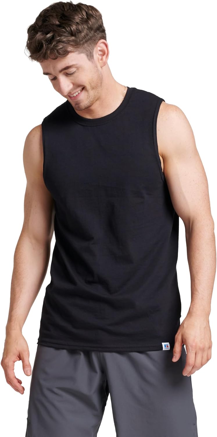 Russell Athletic Men’s Dri-Power Cotton Blend Sleeveless Muscle Shirts, Moisture Wicking Odor Protection UPF 30+, Sizes S-4X Russell Athletic Men’s Dri-Power Cotton Blend Sleeveless Muscle Shirts, Moisture Wicking Odor Protection UPF 30+, Sizes S-4X