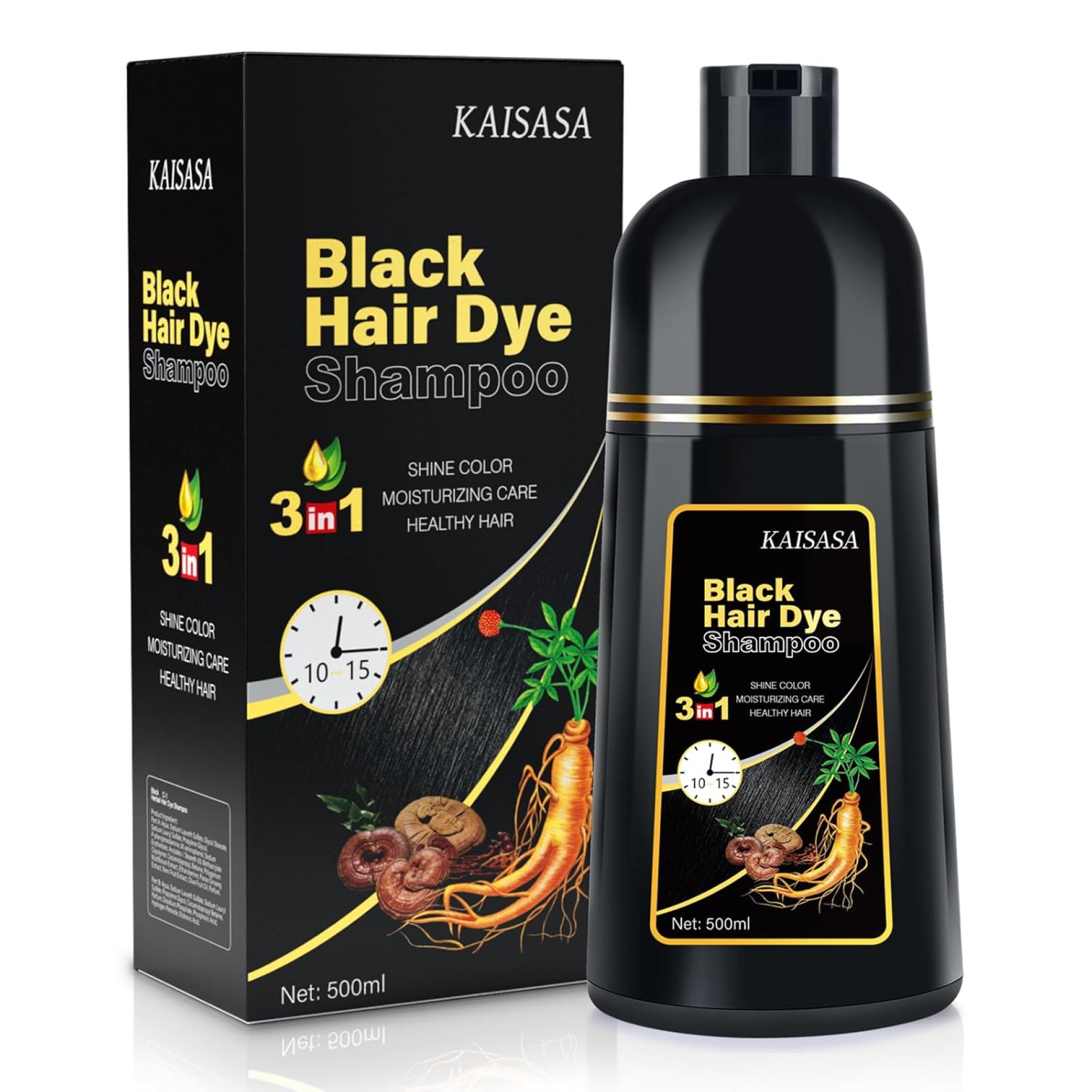 IIIMEIDU Hair Dye Shampoo for Gray Hair Coverage, 3 in 1 Natural Black Dye for Women Men, 500ml IIIMEIDU Hair Dye Shampoo for Gray Hair Coverage, 3 in 1 Natural Black Dye for Women Men, 500ml