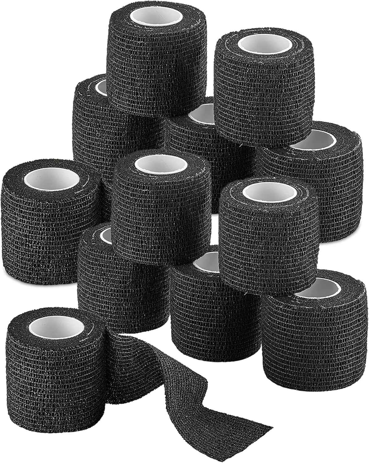Self-Adherent Cohesive Bandage – 12 Pack Bulk | Black Self-Adhering Medical Wrap | 2″ Wide x 5 Yards Athletic Sports Tape Sweat & Water Resistant, First Aid Self-Adherent Cohesive Bandage – 12 Pack Bulk | Black Self-Adhering Medical Wrap | 2″ Wide x 5 Yards Athletic Sports Tape Sweat & Water Resistant, First Aid