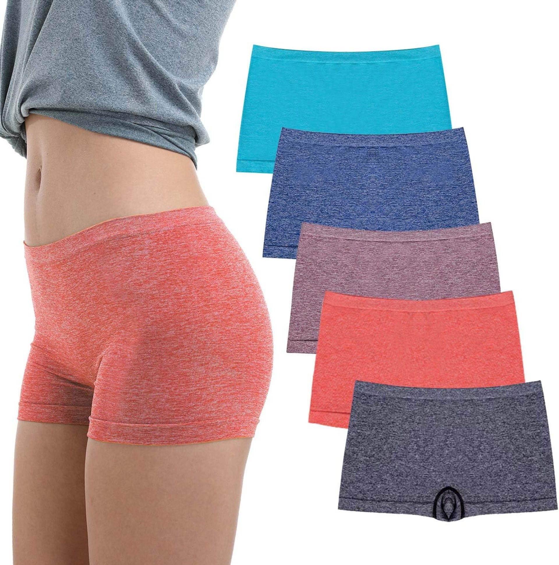 R RUXIA Women’s Boyshort Panties Seamless Nylon Underwear Stretch Boxer Briefs 5 Pack R RUXIA Women’s Boyshort Panties Seamless Nylon Underwear Stretch Boxer Briefs 5 Pack