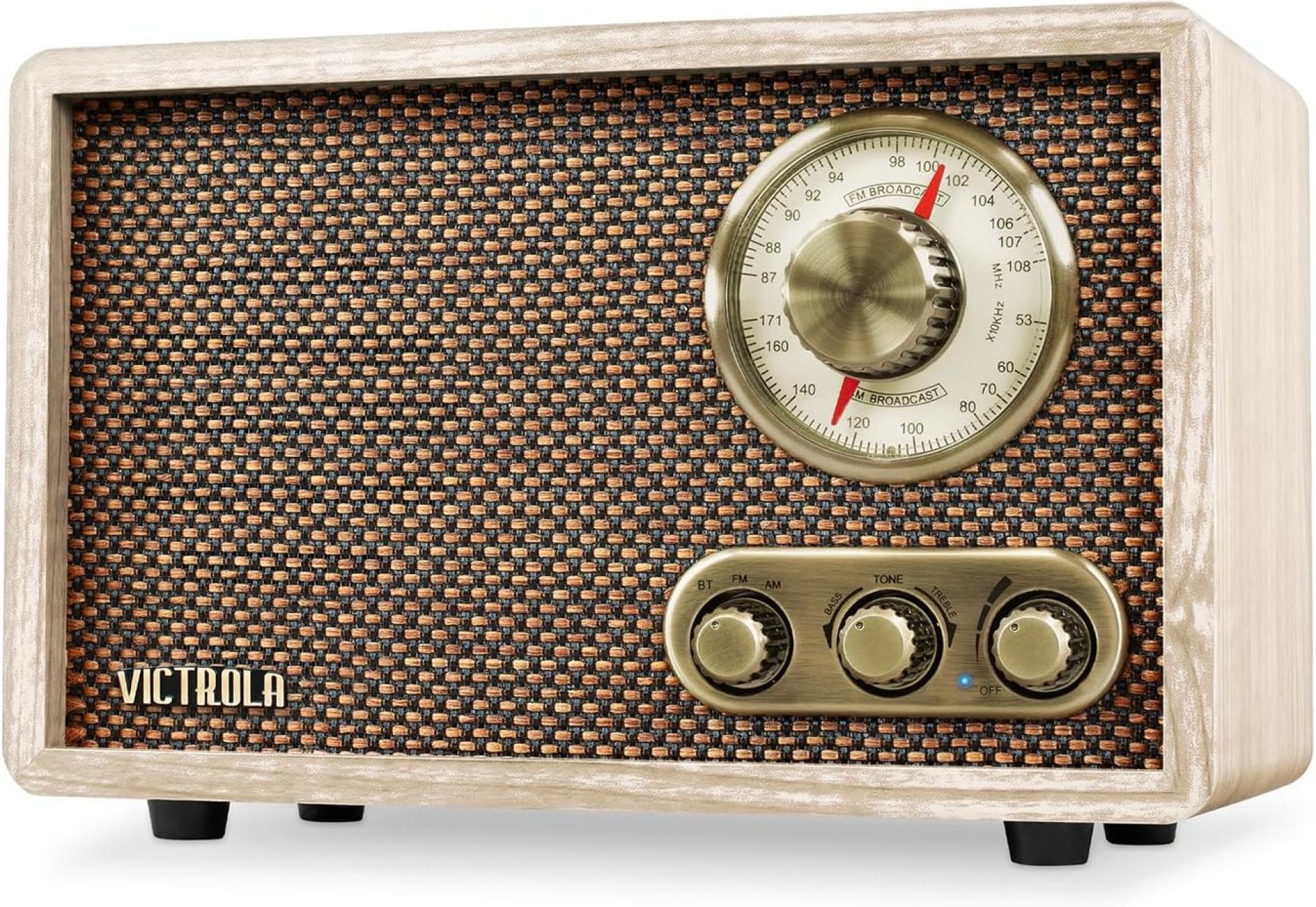 Victrola Retro Wood Bluetooth Radio with Built-in Speakers, Elegant & Vintage Design, Rotary AM/FM Tuning Dial, Wireless Streaming, Natural Victrola Retro Wood Bluetooth Radio with Built-in Speakers, Elegant & Vintage Design, Rotary AM/FM Tuning Dial, Wireless Streaming, Natural