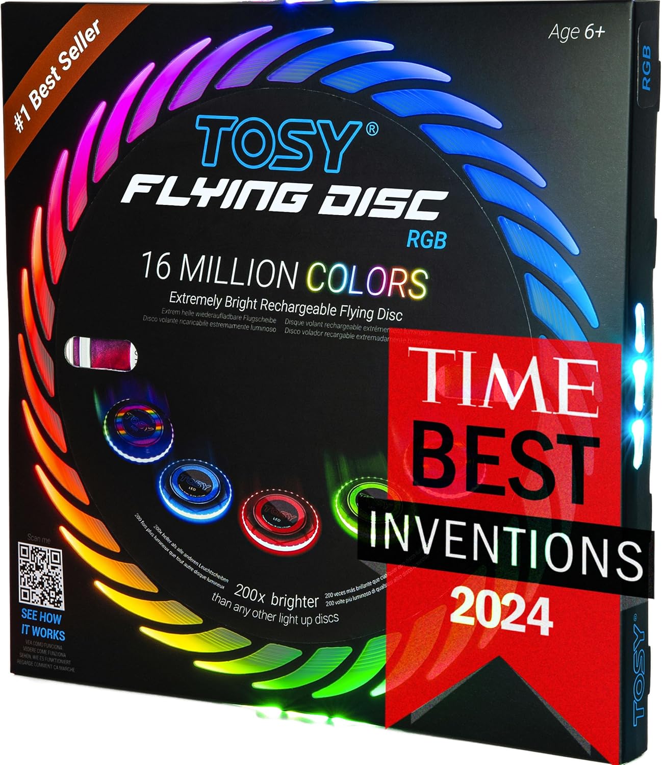 TOSY Flying Disc – 16 Million Color RGB, Extremely Bright, Smart Modes, Auto Light Up, Rechargeable, Easter, Birthday & Camping Gift for Men/Boys/Girls/Teens/Kids, 175g TOSY Flying Disc – 16 Million Color RGB, Extremely Bright, Smart Modes, Auto Light Up, Rechargeable, Easter, Birthday & Camping Gift for Men/Boys/Girls/Teens/Kids, 175g