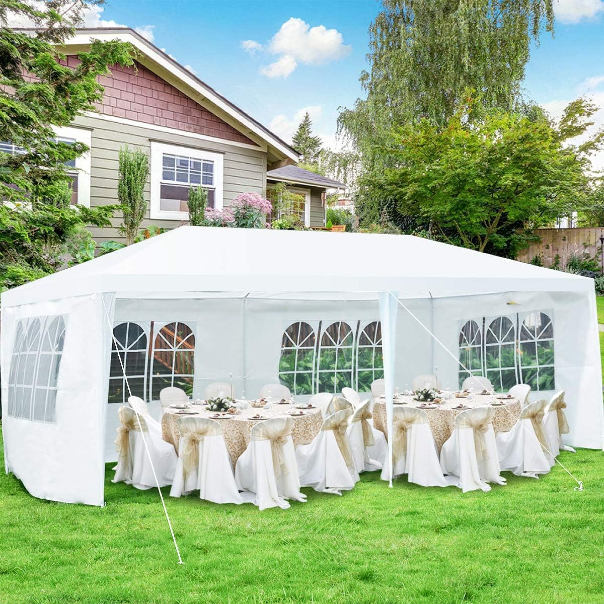 ORALNER 10’x20′ Outdoor Canopy Tent, White Wedding Party Tent with 6 Removable Sidewalls & Carrying Bag, Heavy Duty Camping Gazebo Pavilion for Patio, Garden and Backyard ORALNER 10’x20′ Outdoor Canopy Tent, White Wedding Party Tent with 6 Removable Sidewalls & Carrying Bag, Heavy Duty Camping Gazebo Pavilion for Patio, Garden and Backyard